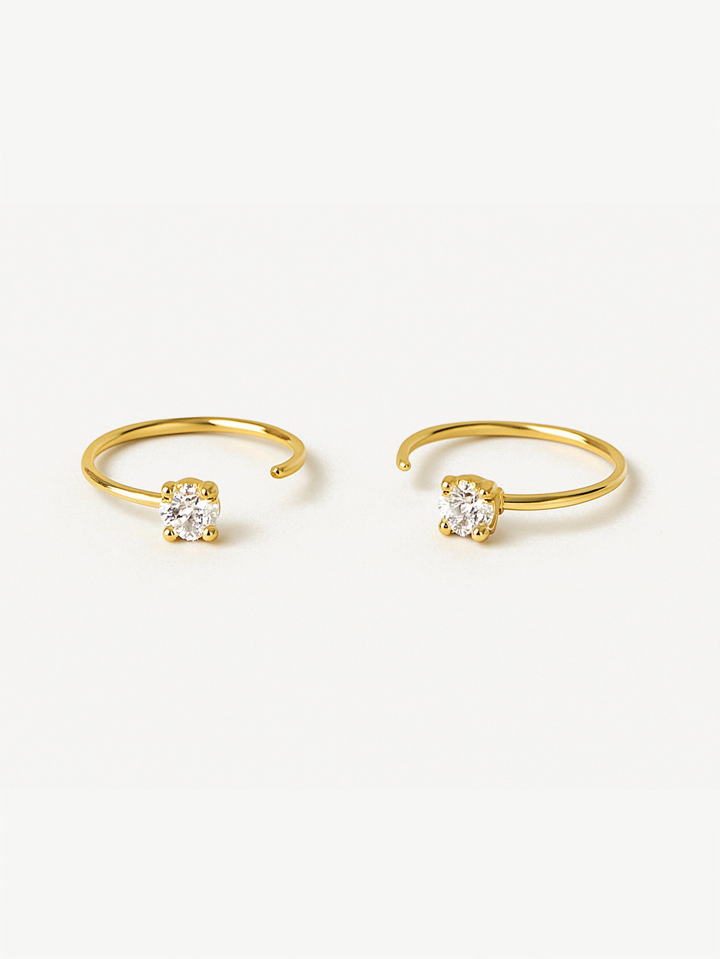 Dainty Threader Hoop Earrings With Cubic Zirconia Stone