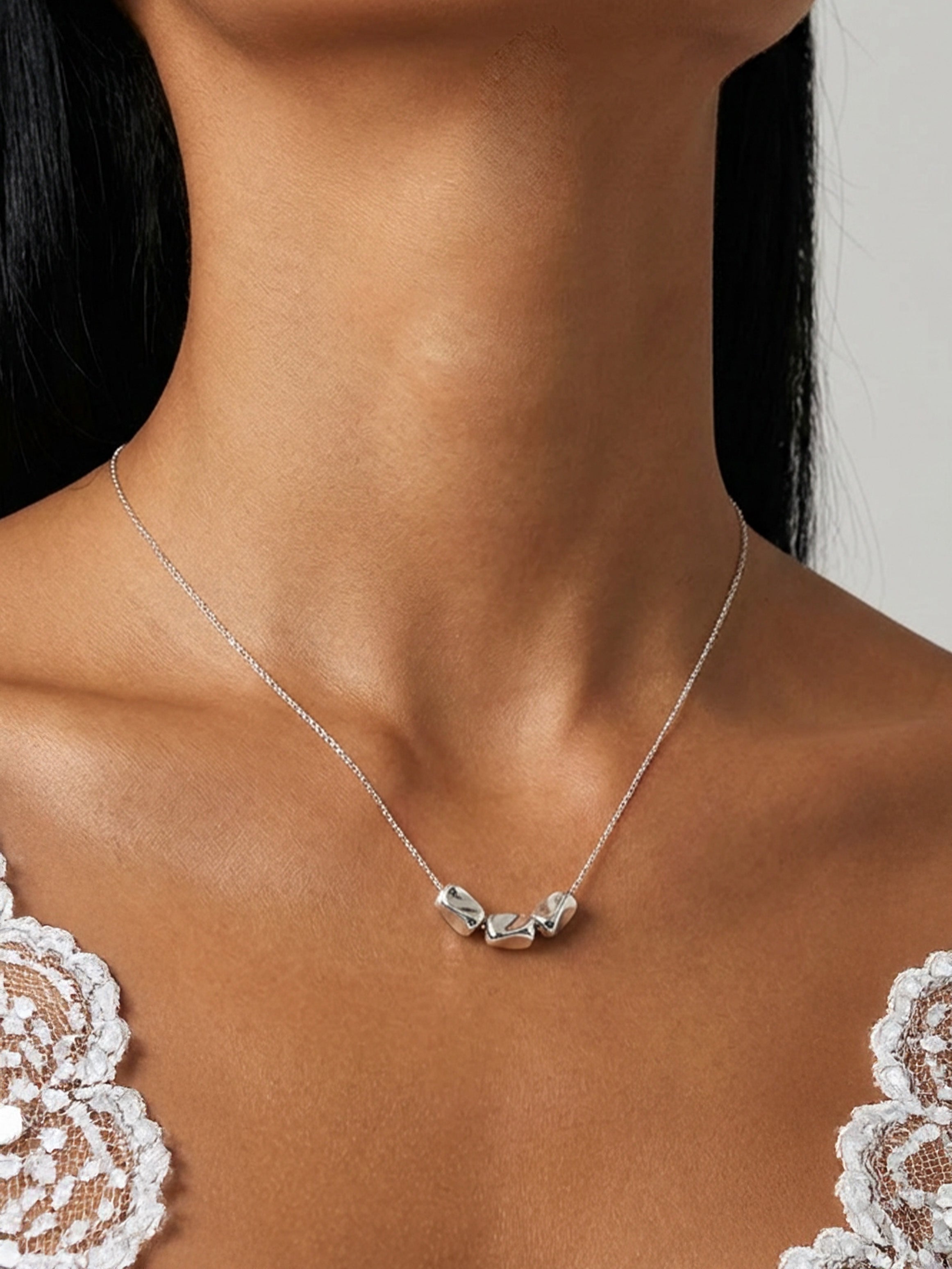 Silver Sculptural Pendant Necklace