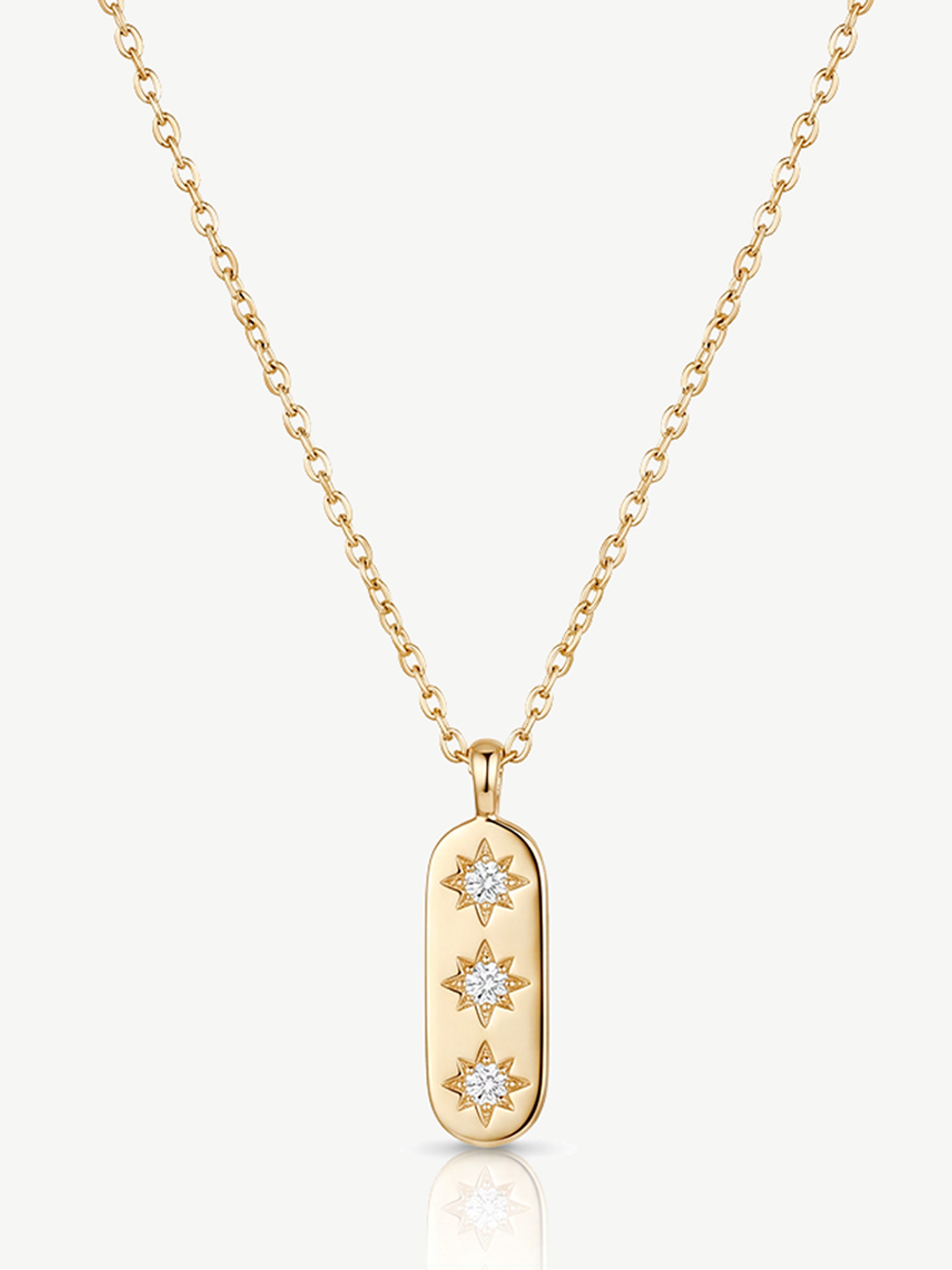 Vertical Bar Necklace With Three Stars