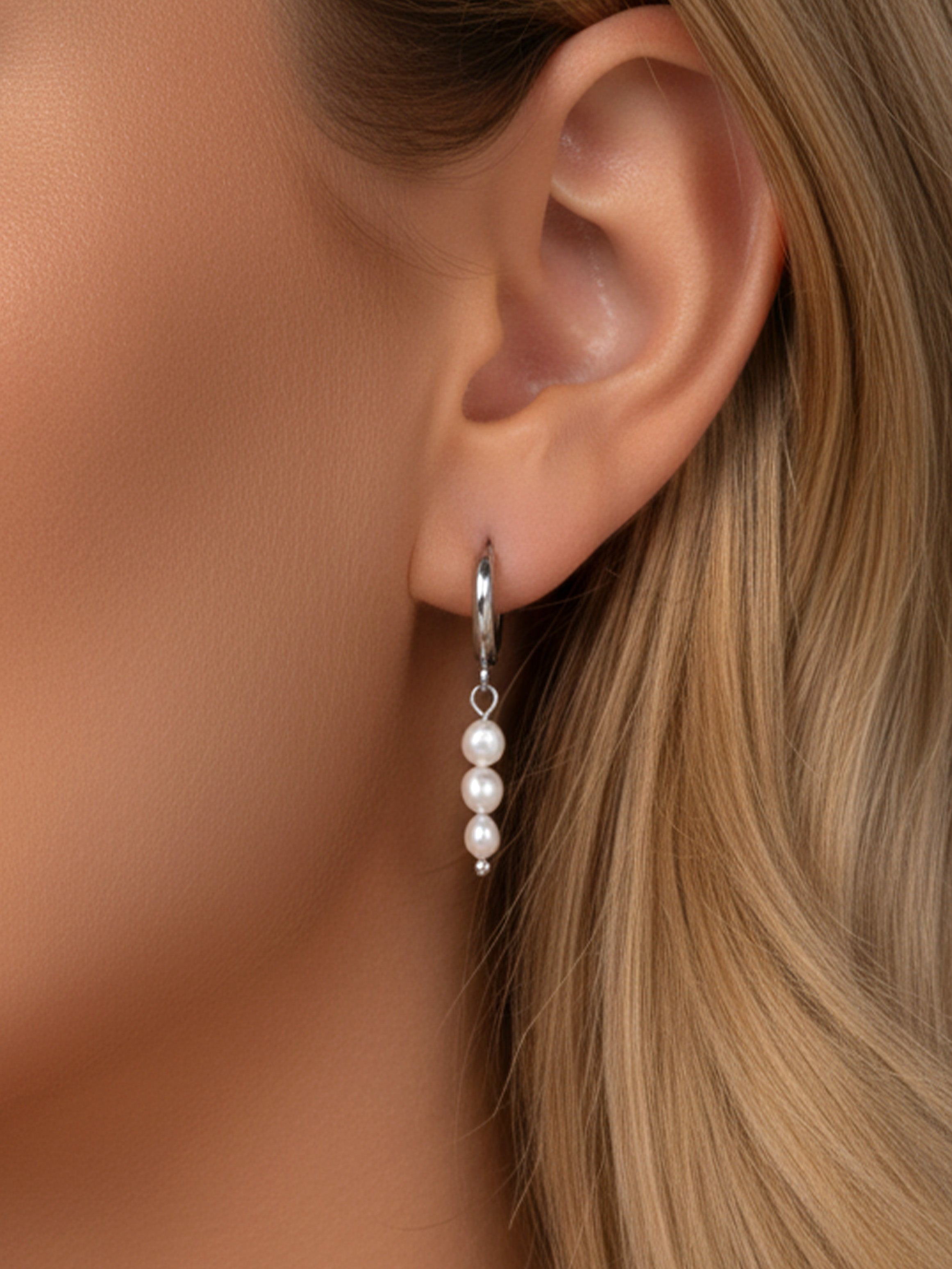 Tiny Baroque Pearl Huggie Hoop Earrings