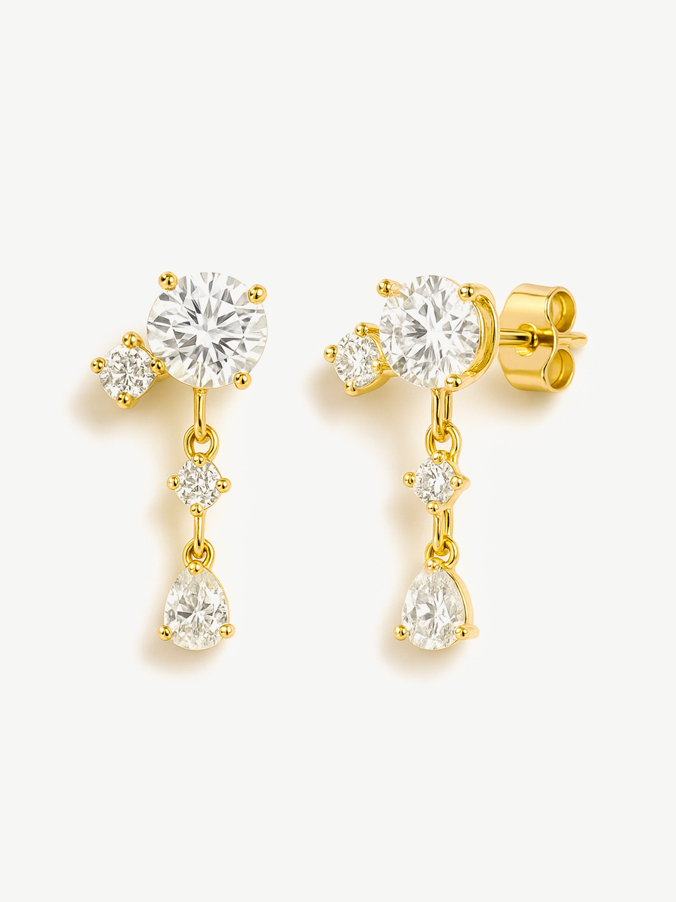 Dainty Cluster Drop Stud Earrings