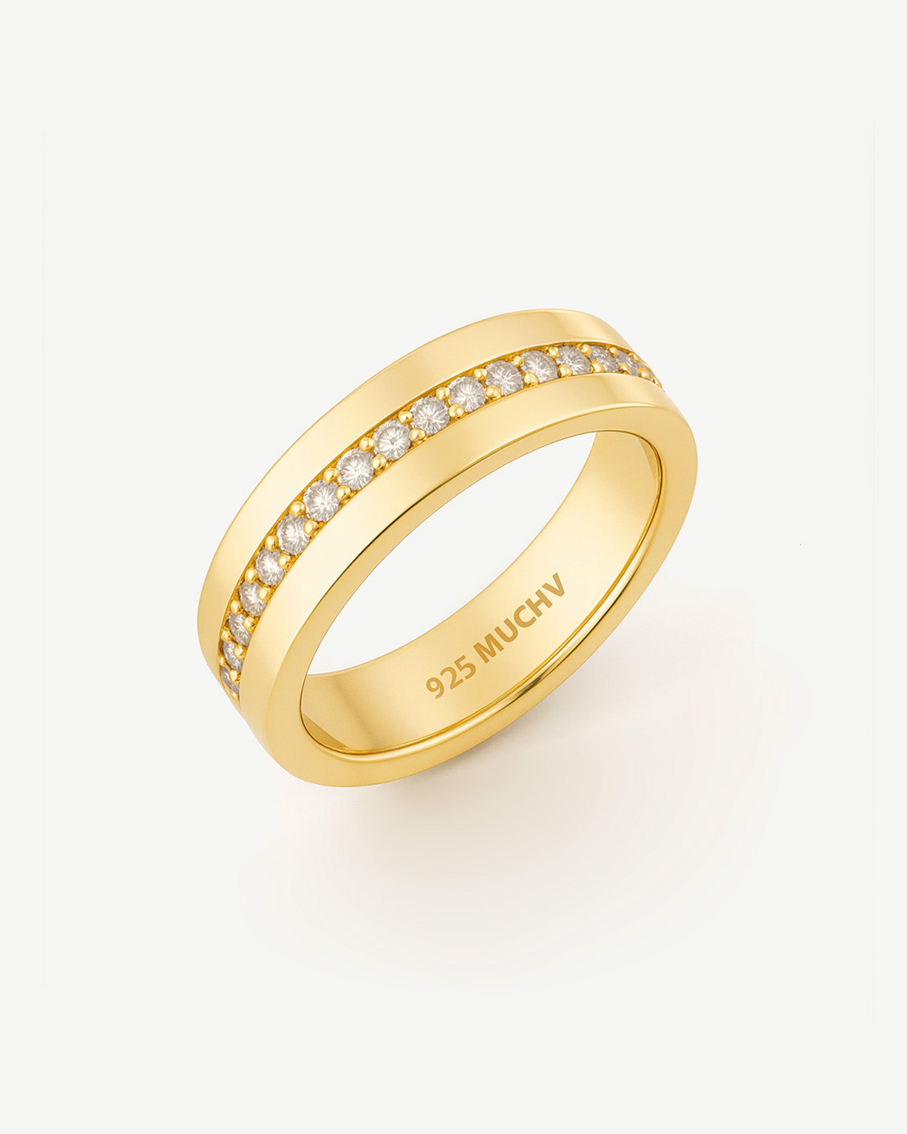 Thick Cigar Ring Band With Stones