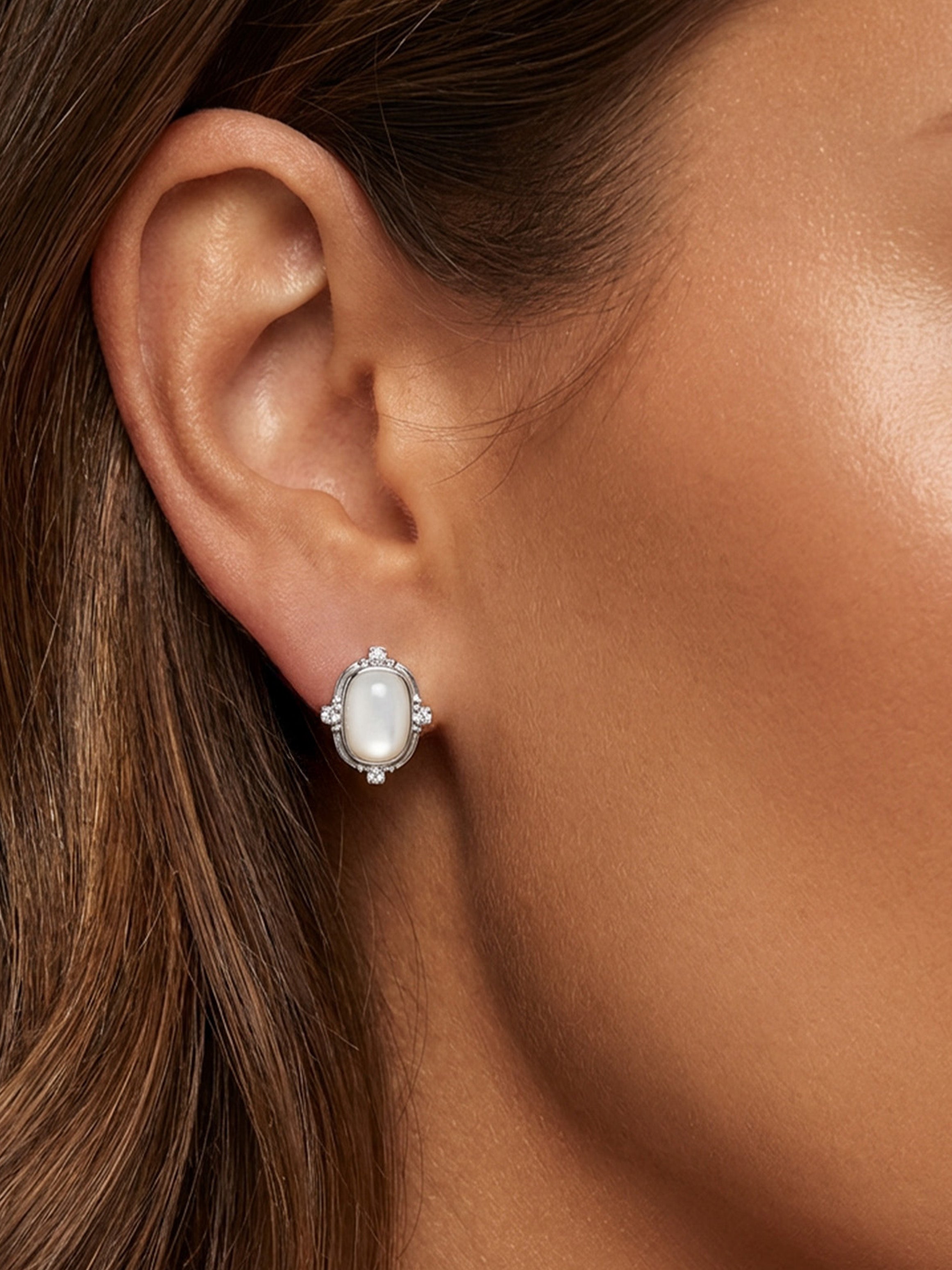 White Heirloom Stud Earrings