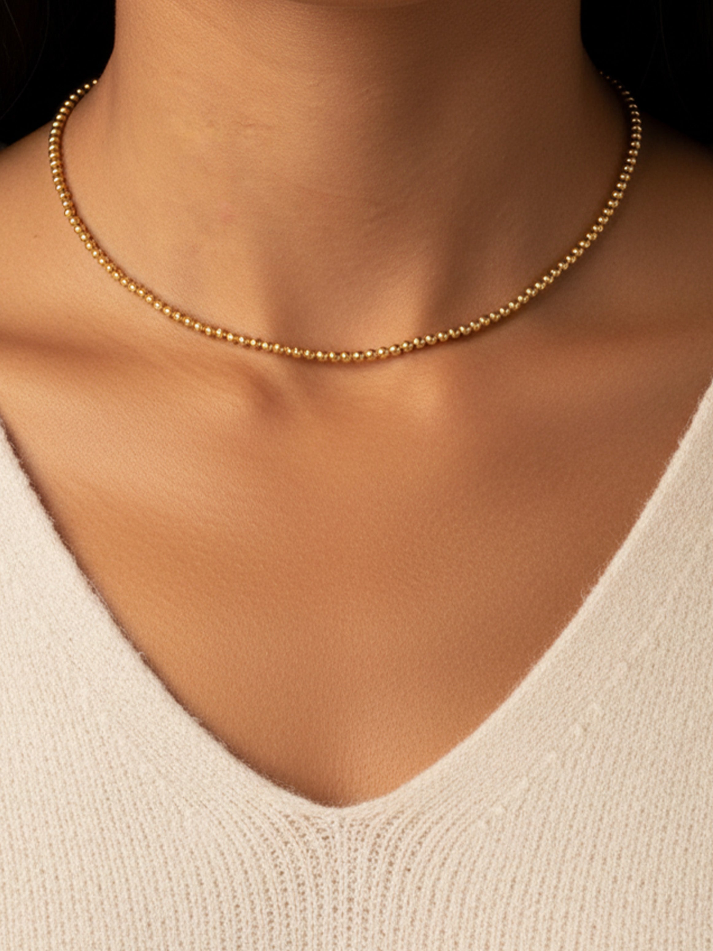 Dainty Sphere Bobble Choker or Necklace With Round Beads