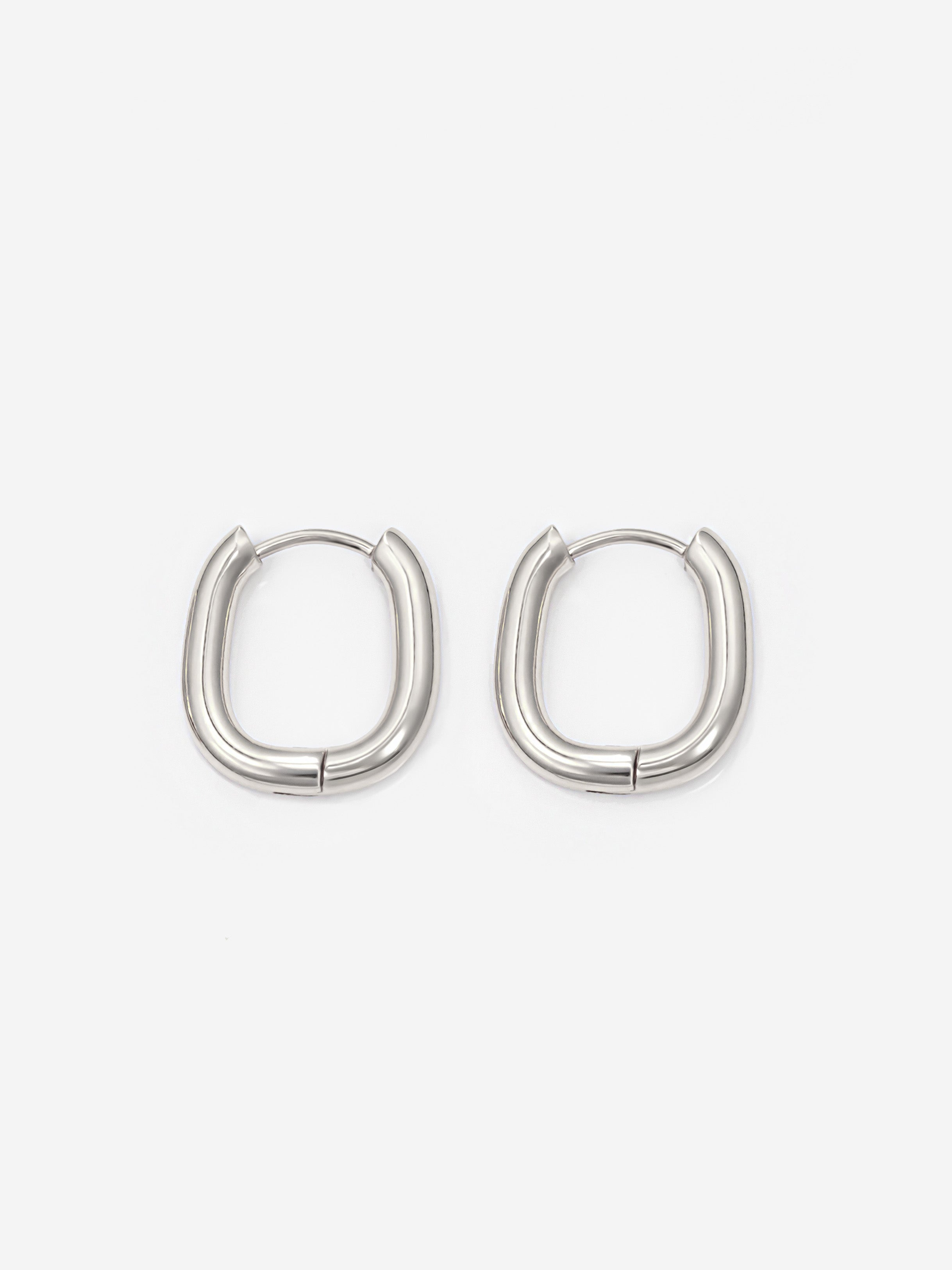 Solid Oval Hoop Earrings