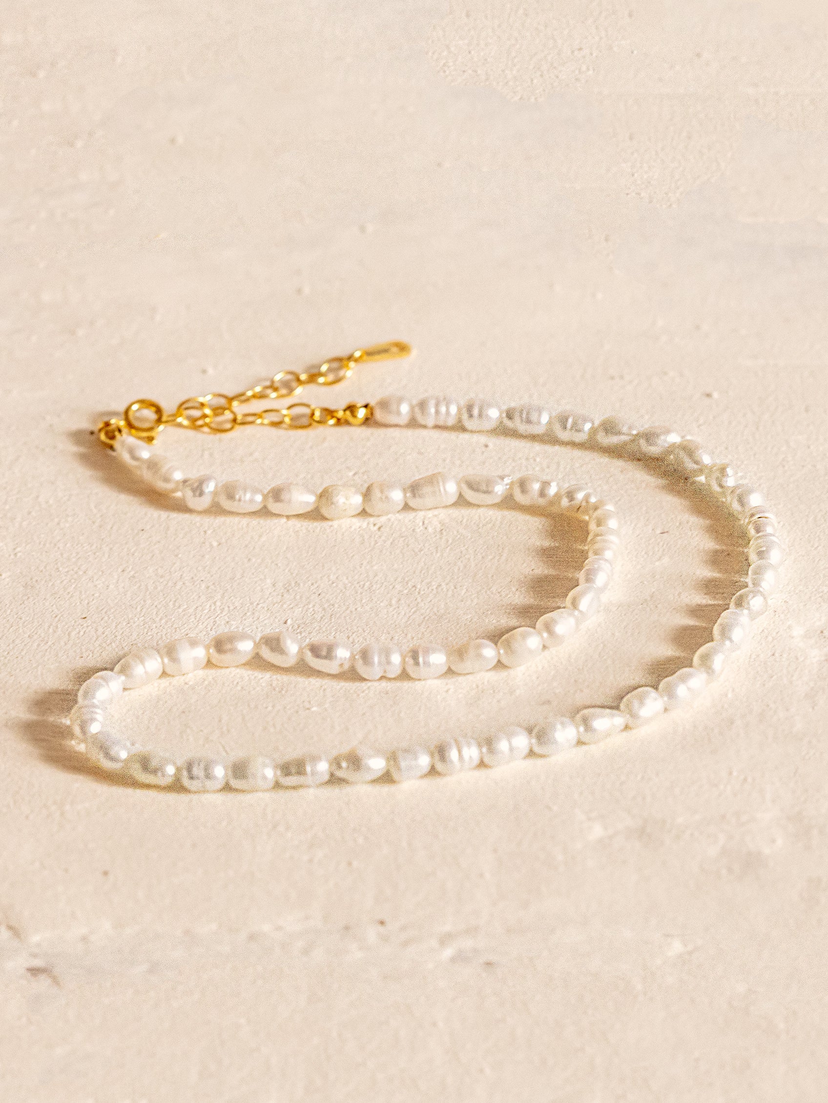 Gold Necklace With Small Baroque Pearls