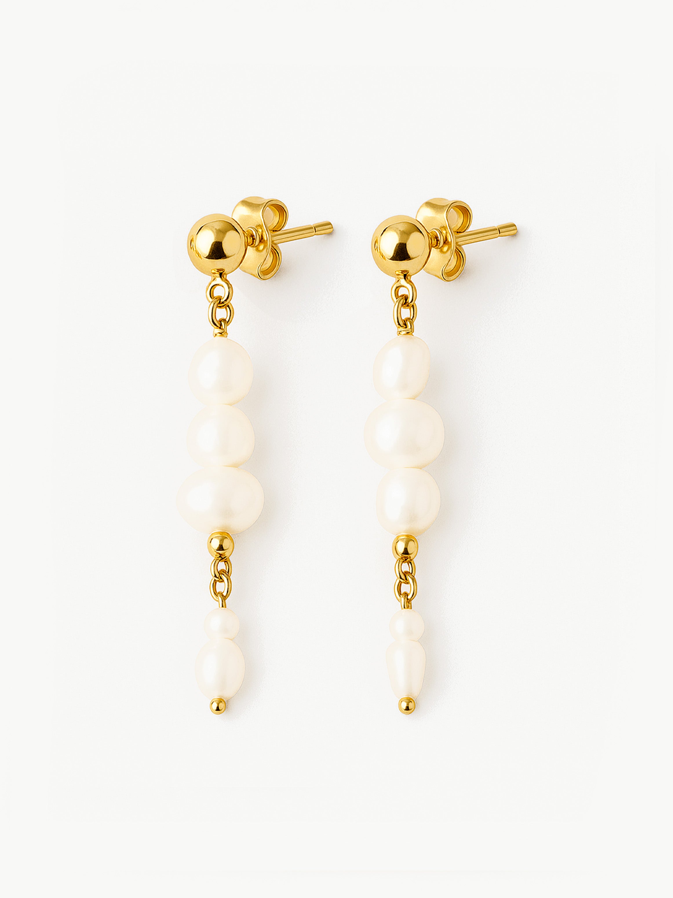 Bridal Long Drop Pearl Stud Earrings
