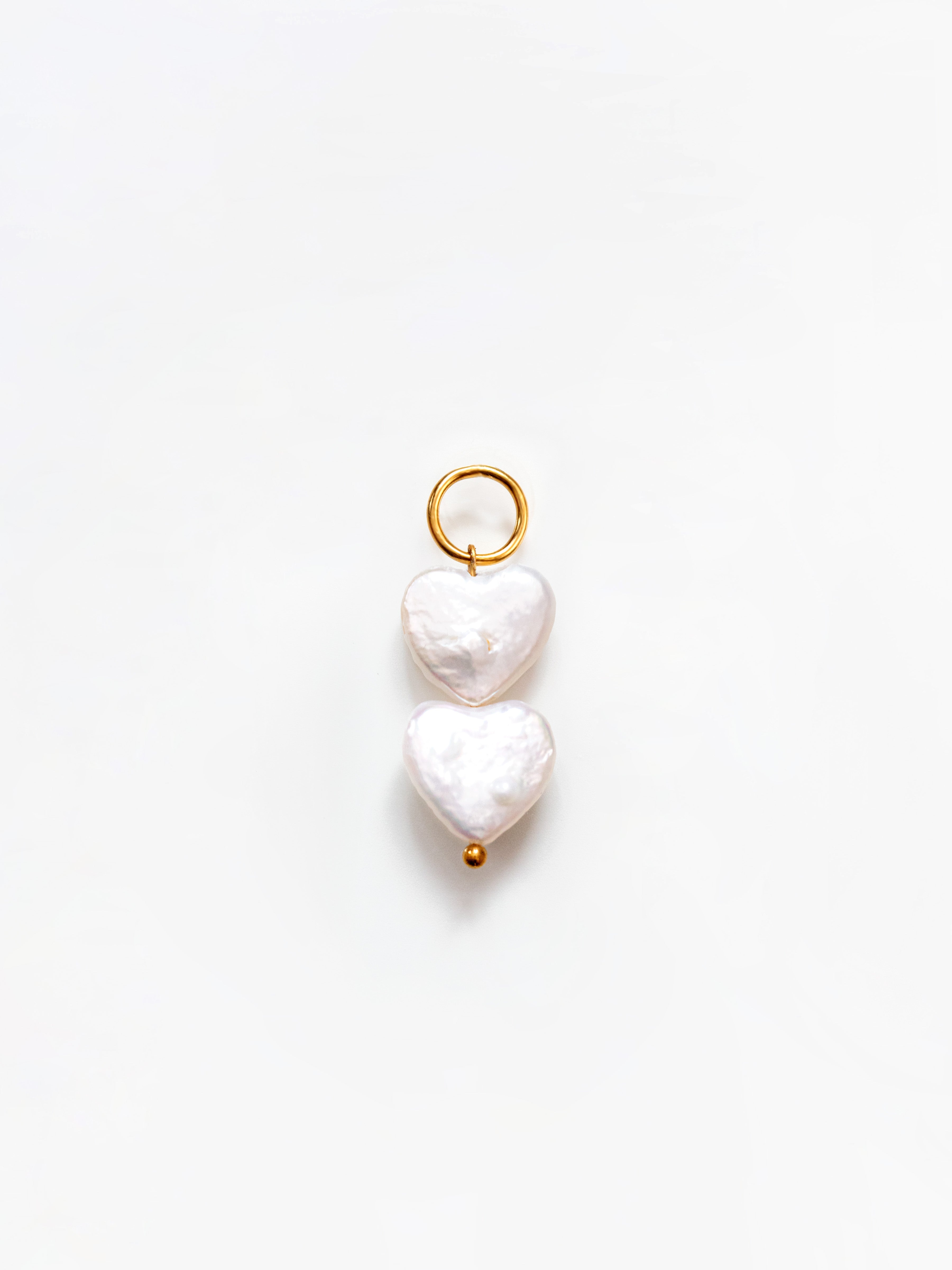 Gold Heart Pendant / Charm With Two Heart Stones