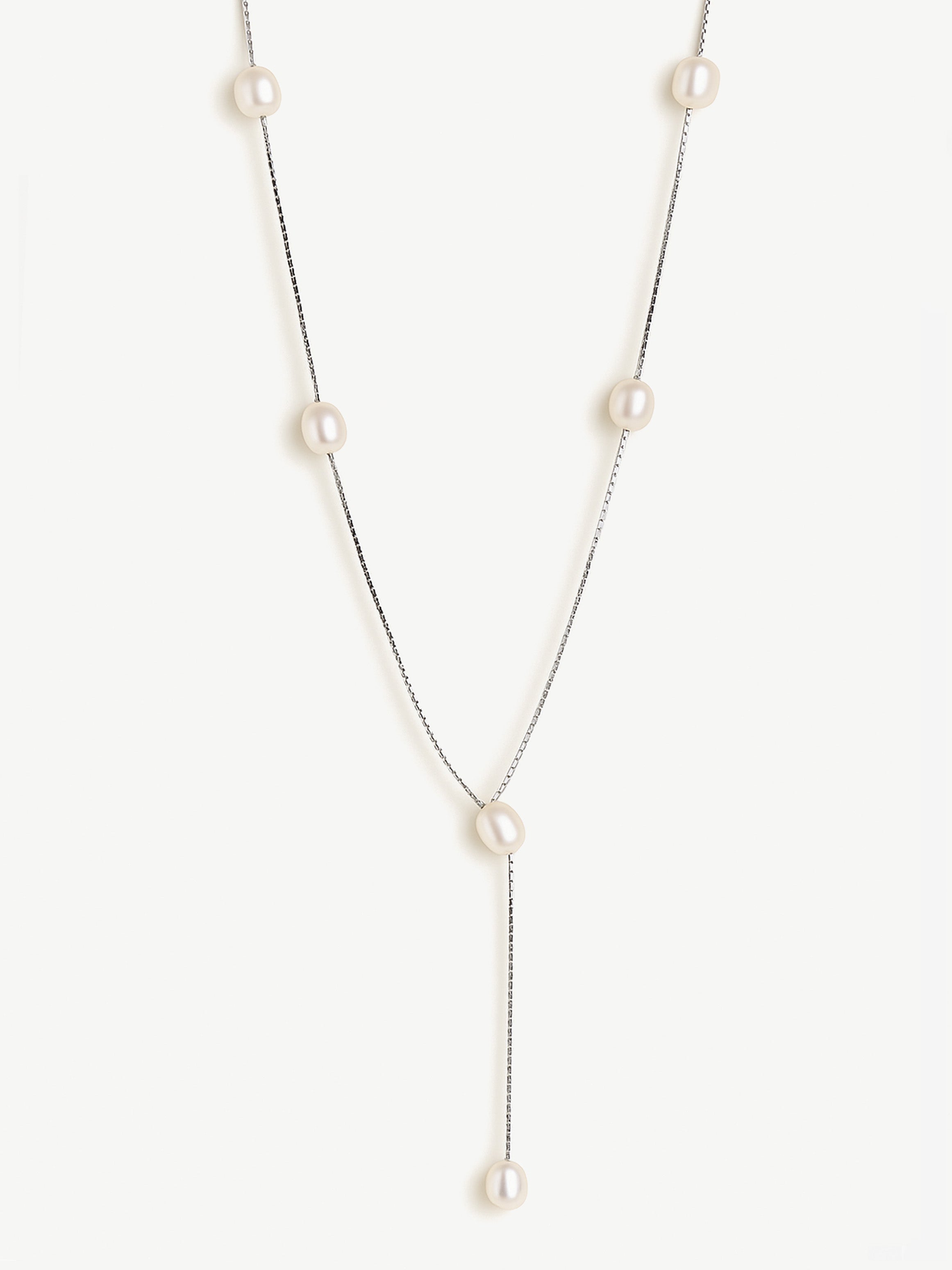 Dainty Bridal Drop Necklace With Pearls