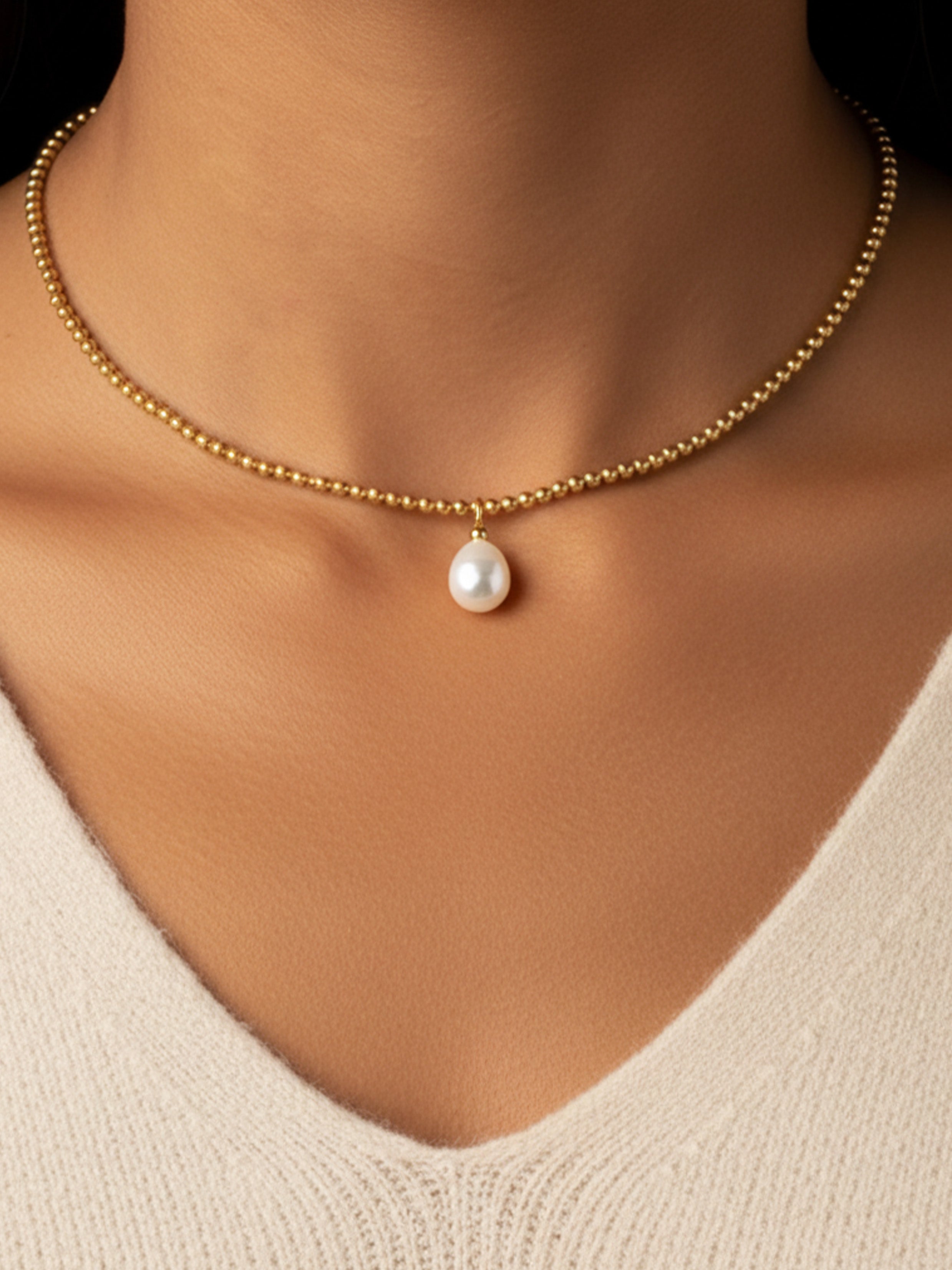Dainty Sphere Bobble Choker or Necklace With Round Beads