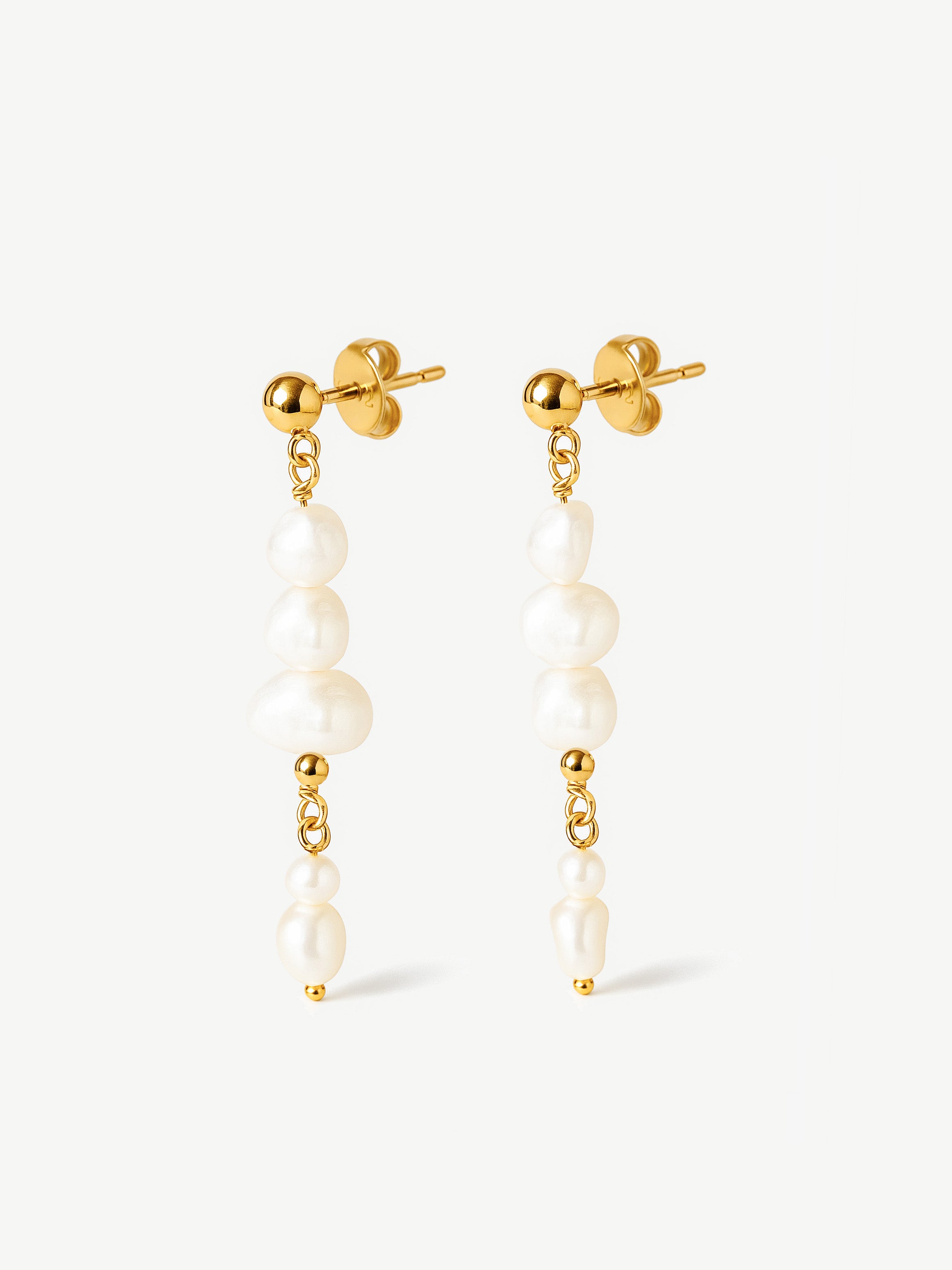 Bridal Long Drop Pearl Stud Earrings