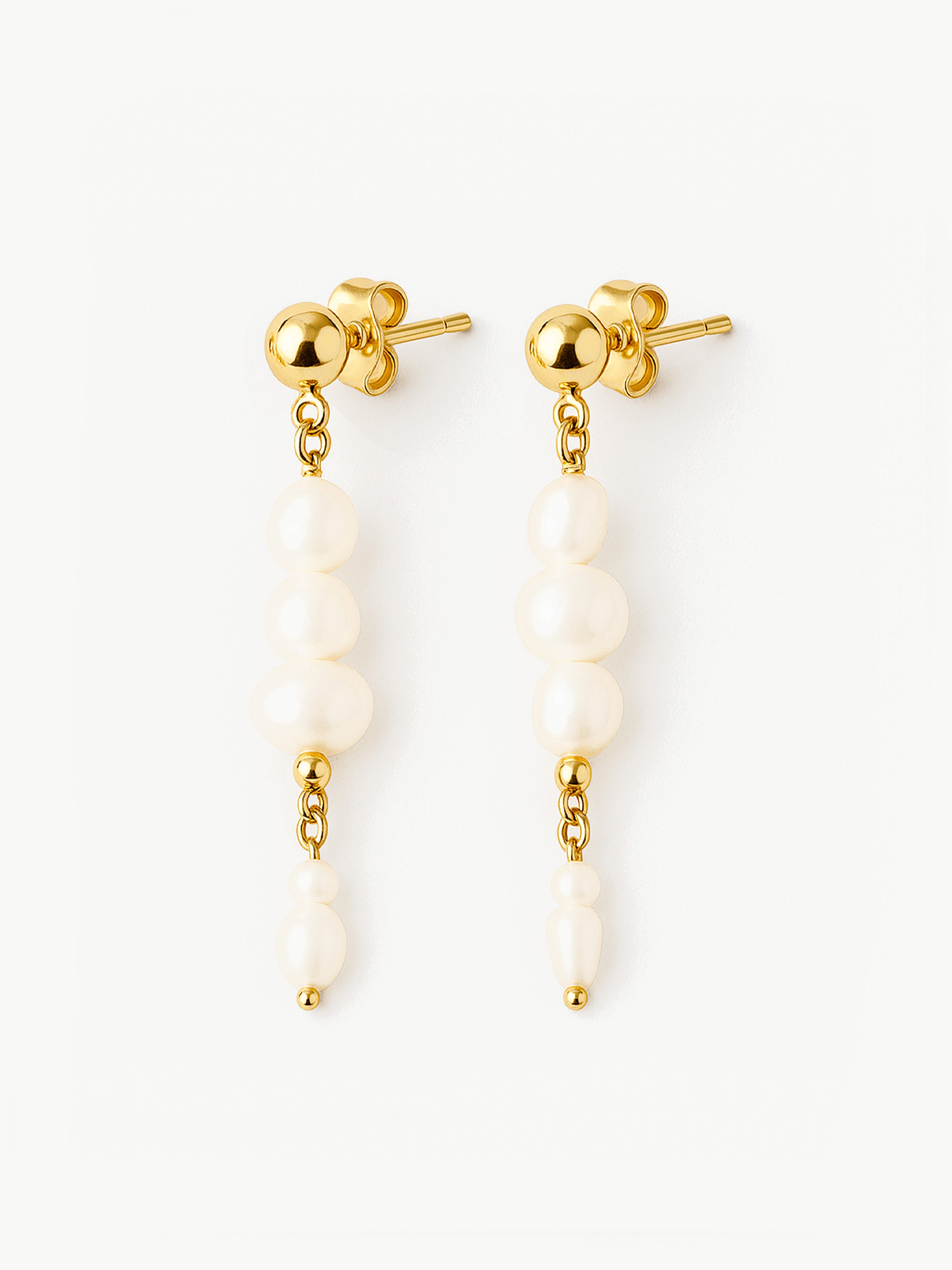 Bridal Long Drop Pearl Stud Earrings