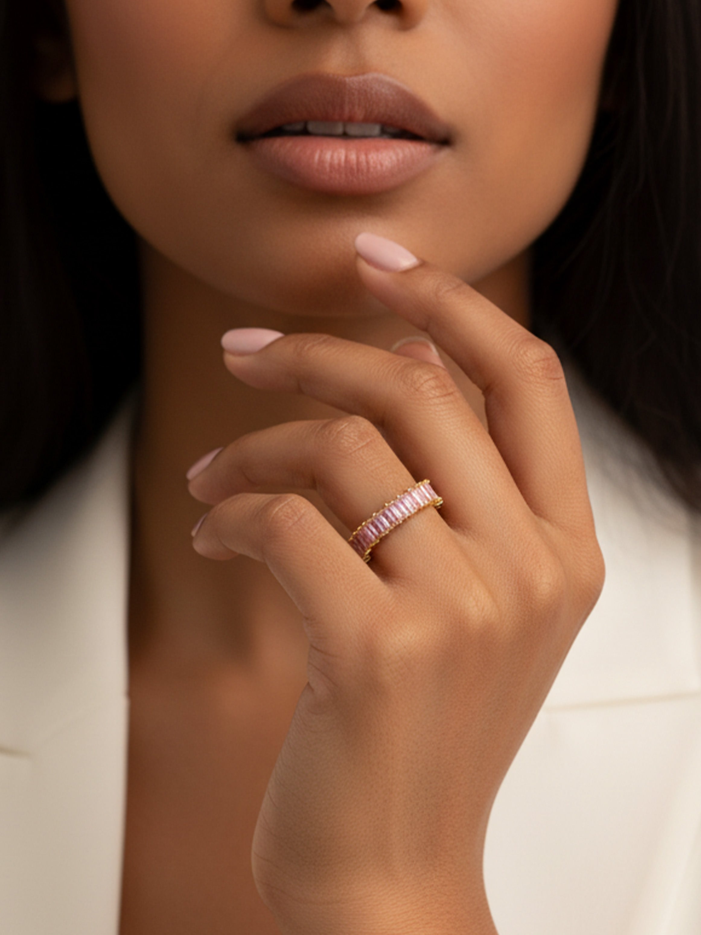 Stacking Ring With Pink Stones