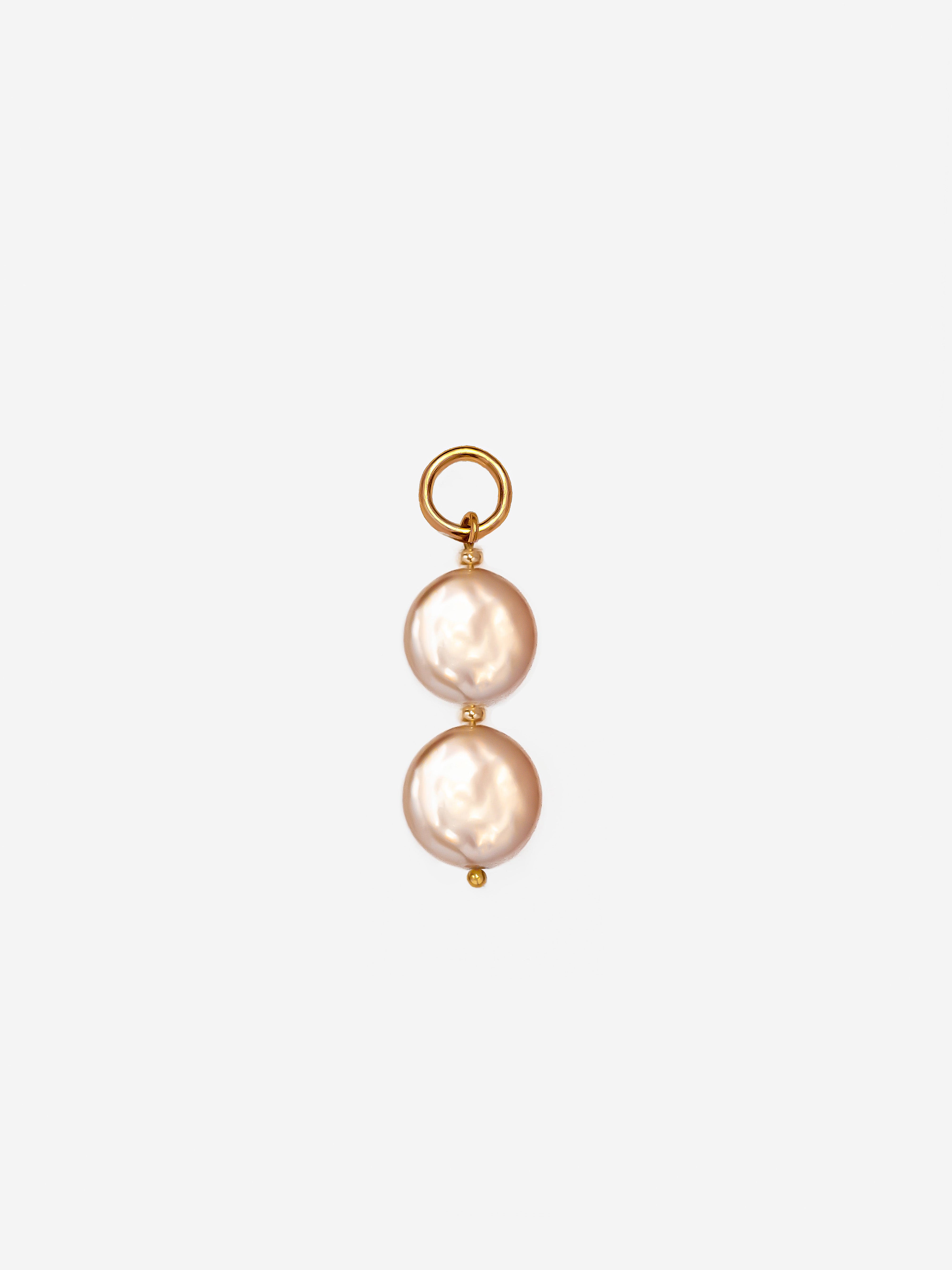 Pearl Charm With Two Baroque Button Pearls (Pink) (Big)