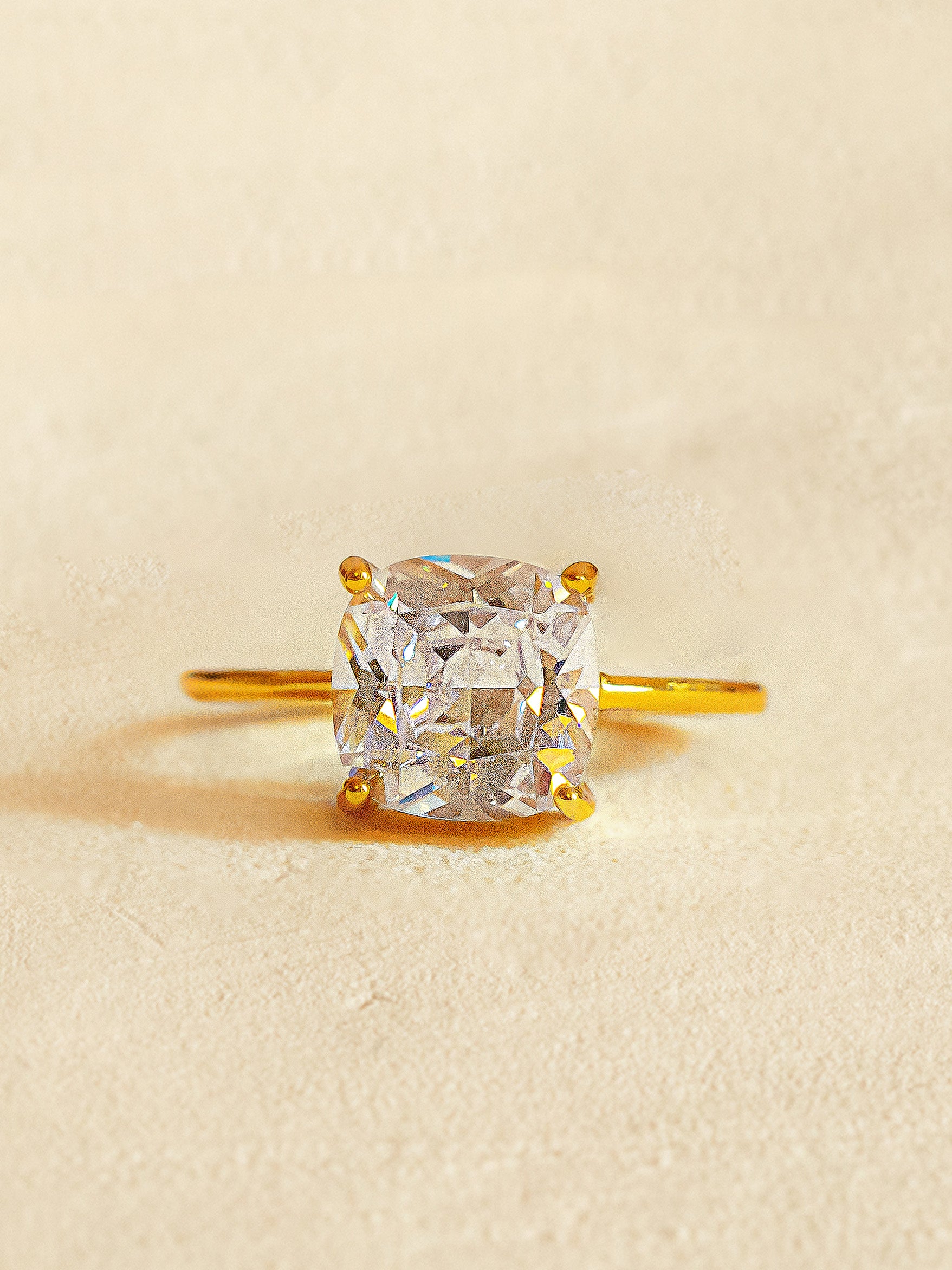 Gold Square Stone Ring