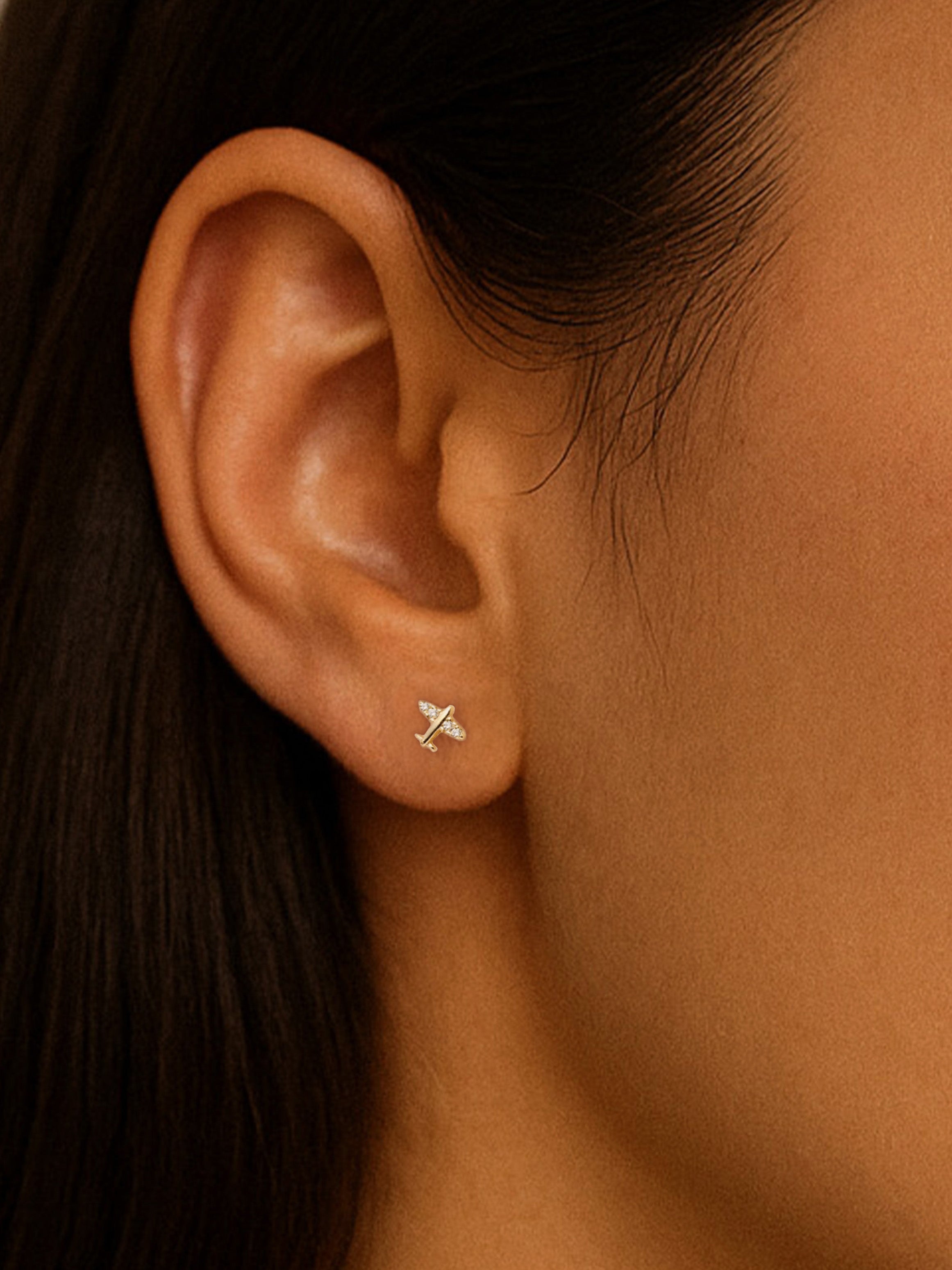 Tiny Airplane Stud Earrings