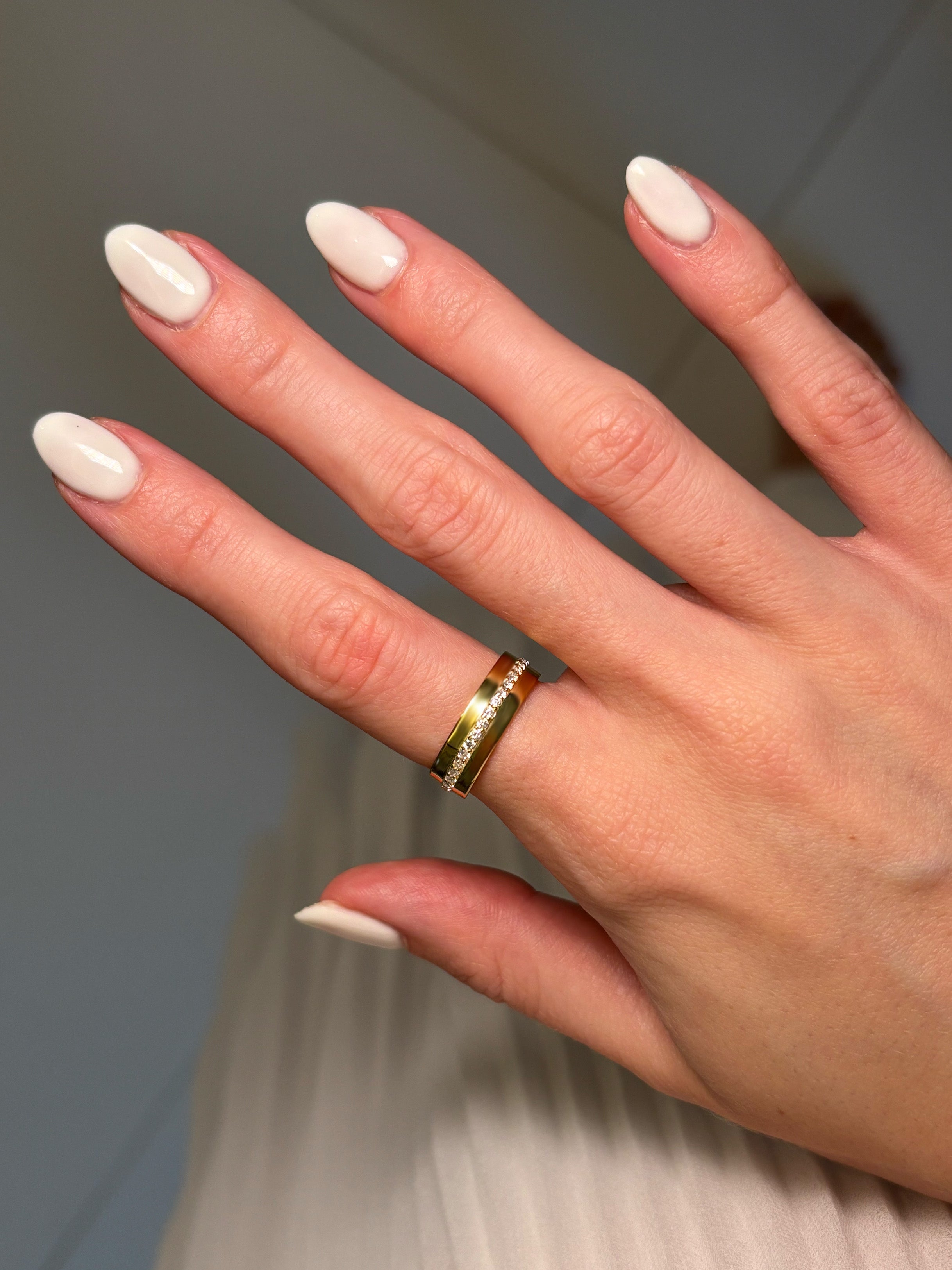 Thick Cigar Ring Band With Stones