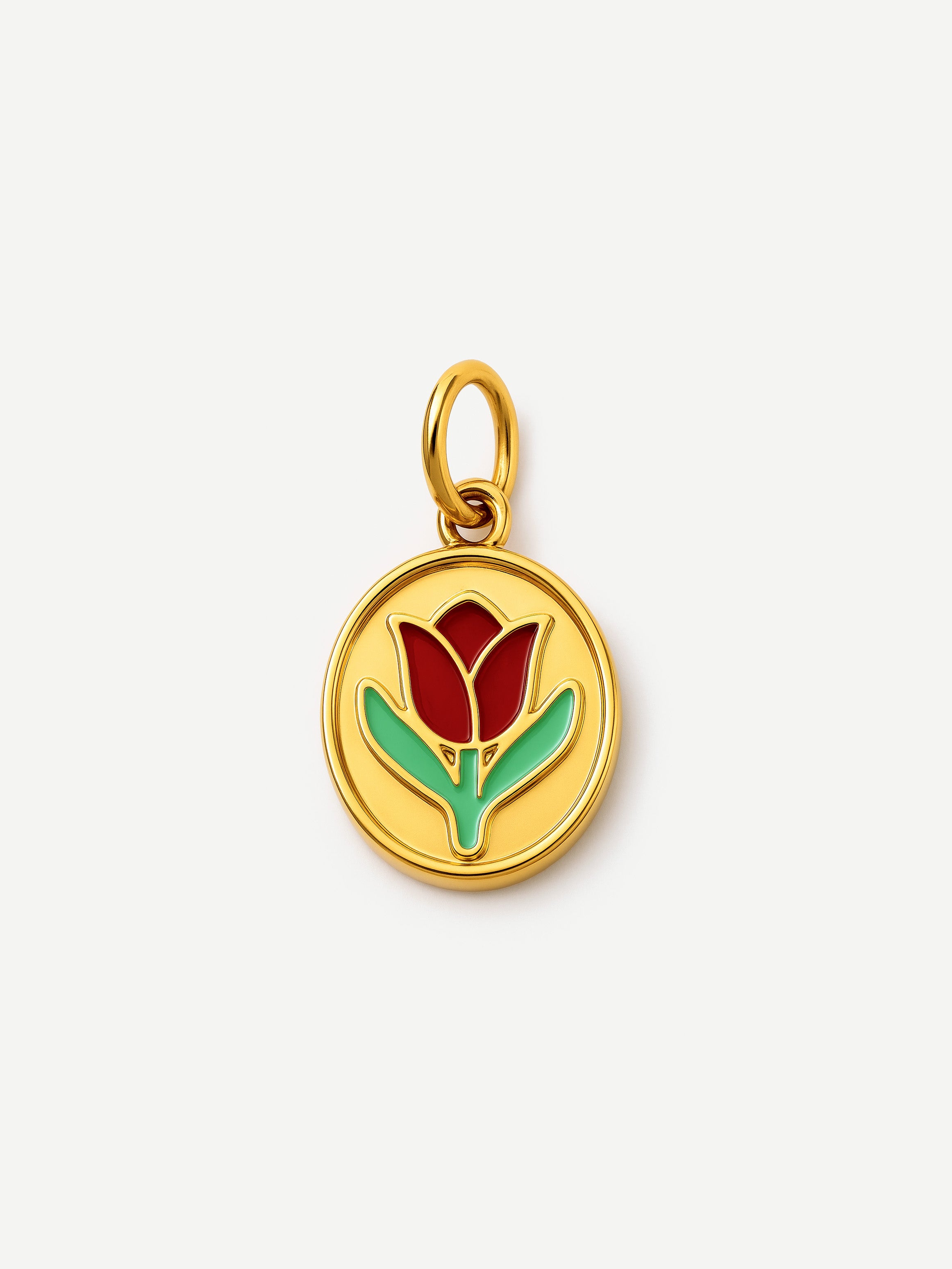 Enamel Rose Coin Charm (Big)