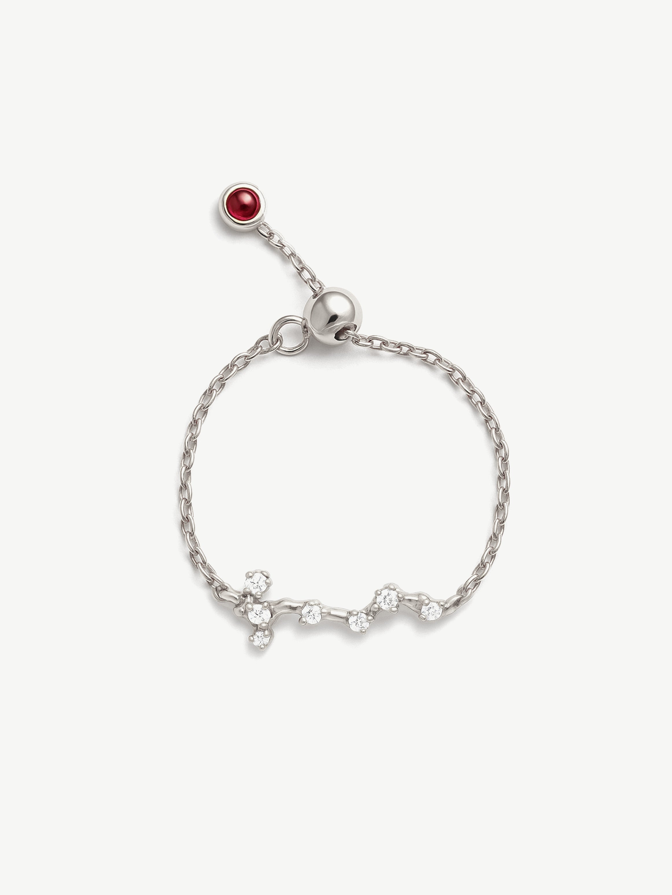 Silver Adjustable Constellation Chain Ring