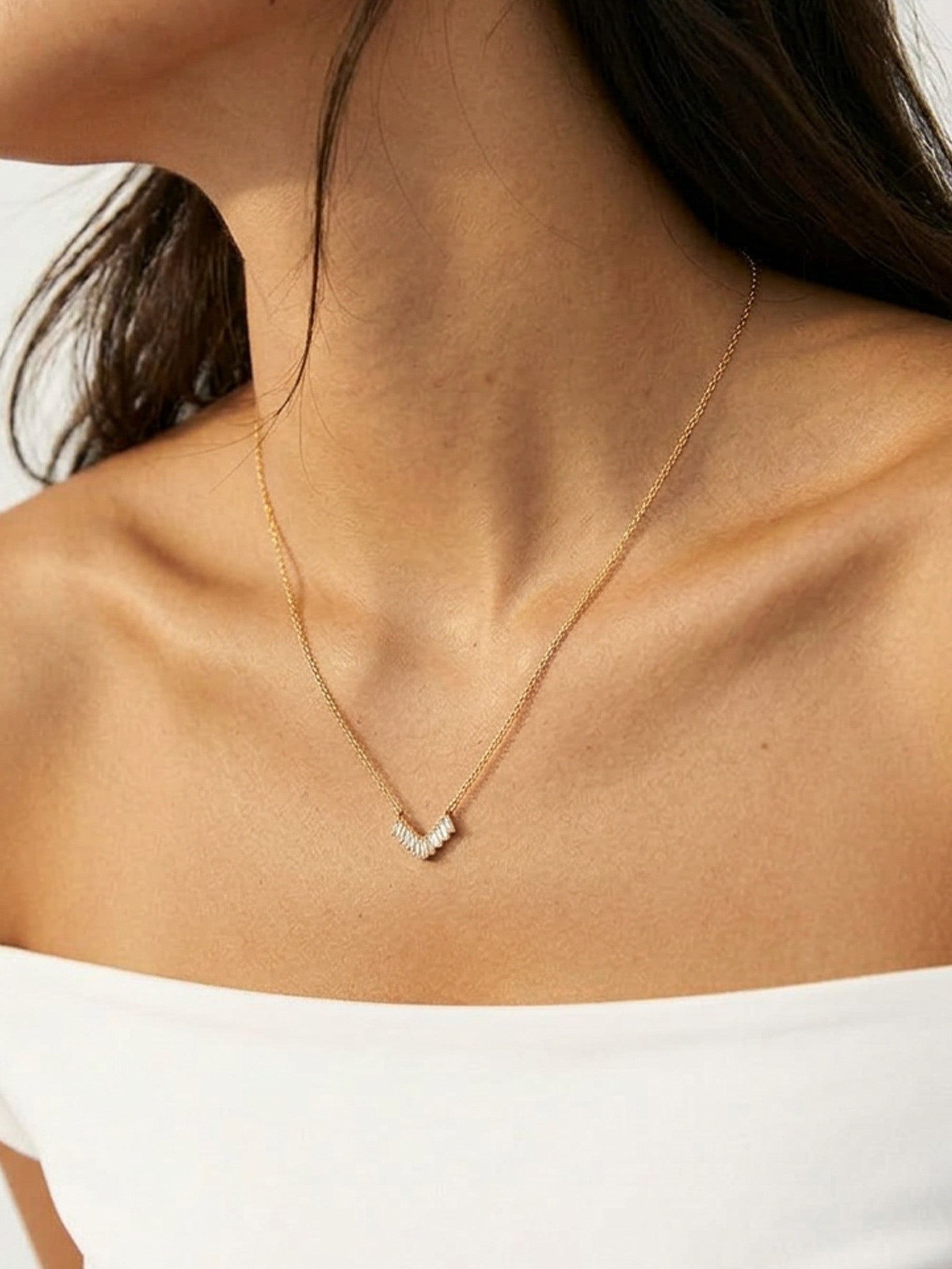 Dainty Baguette Bar Necklace