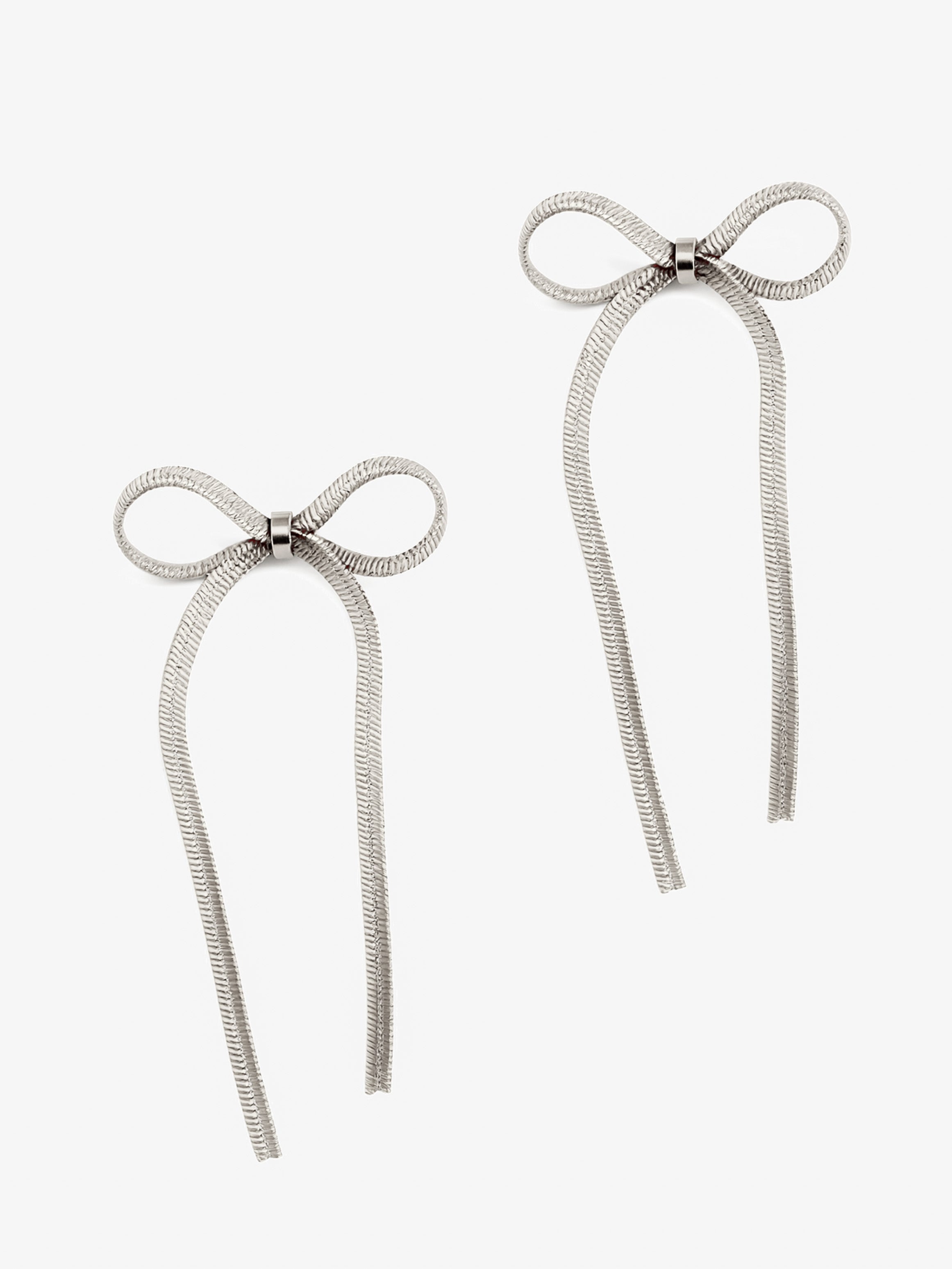 Bow Stud Earrings With Herringbone Chain