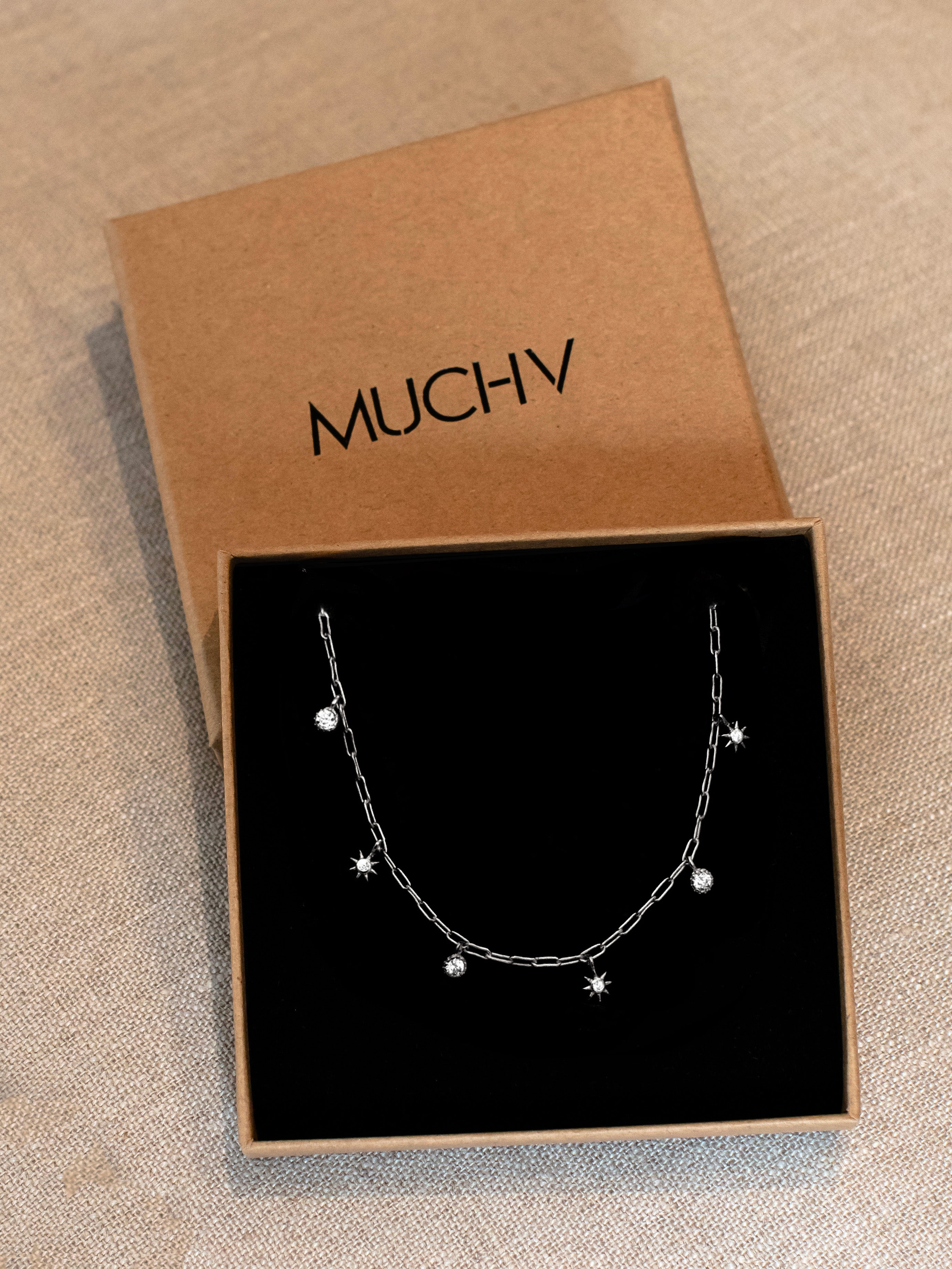 Chain Choker With Moon and Star Charms