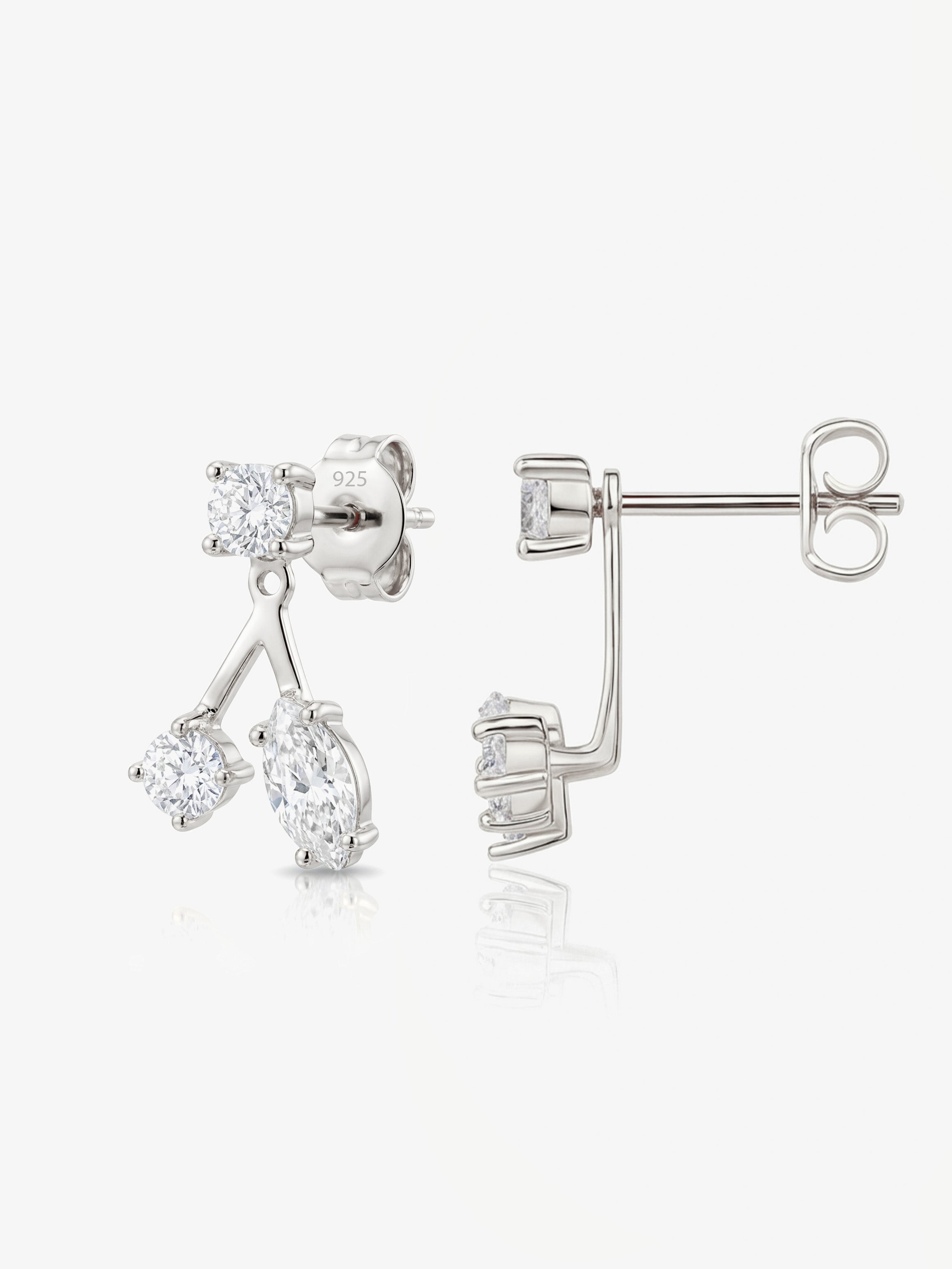 Convertible Moissanite Ear Jacket Stud Earrings