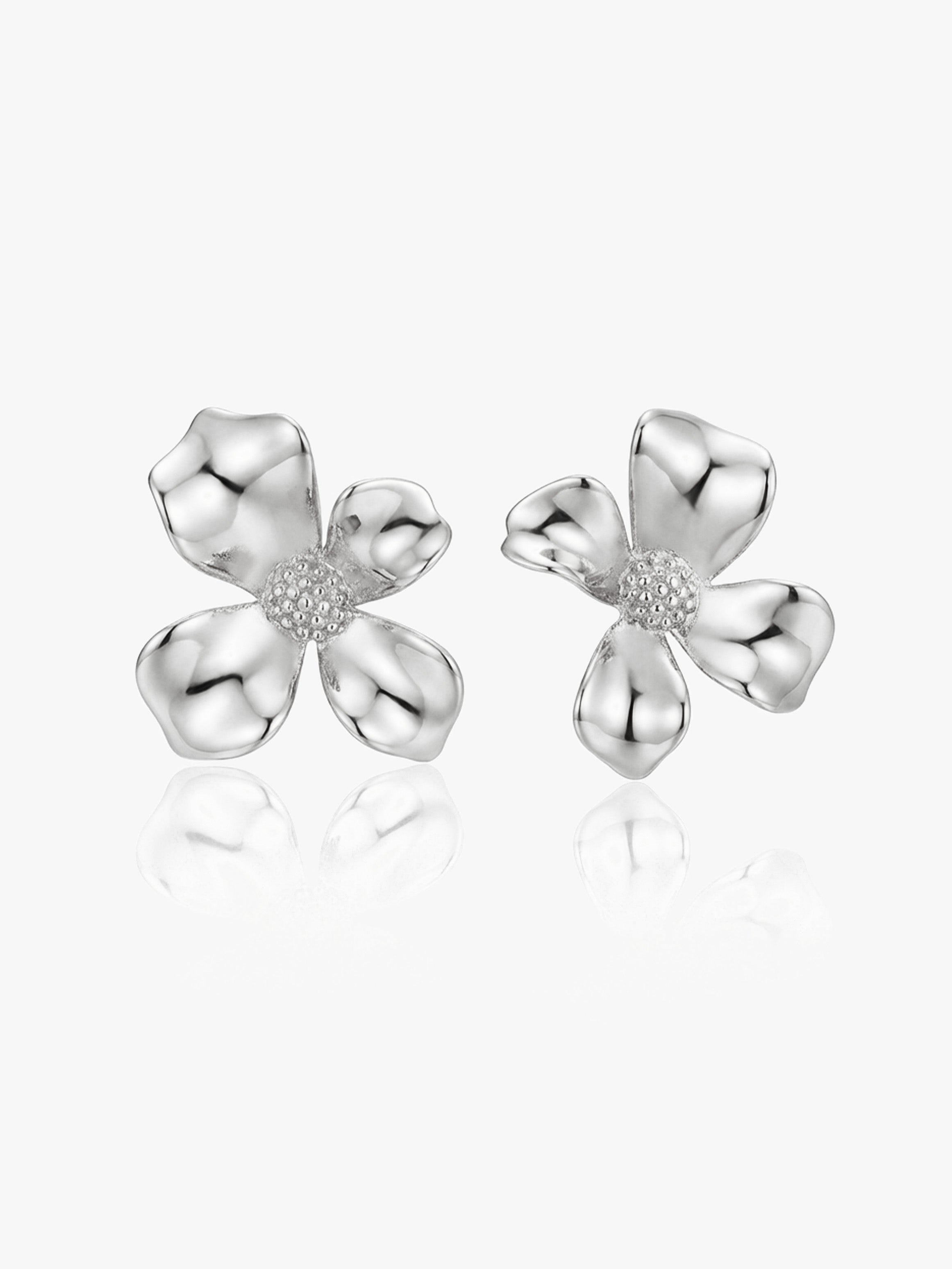 Large Gardenia Flower Stud Earrings