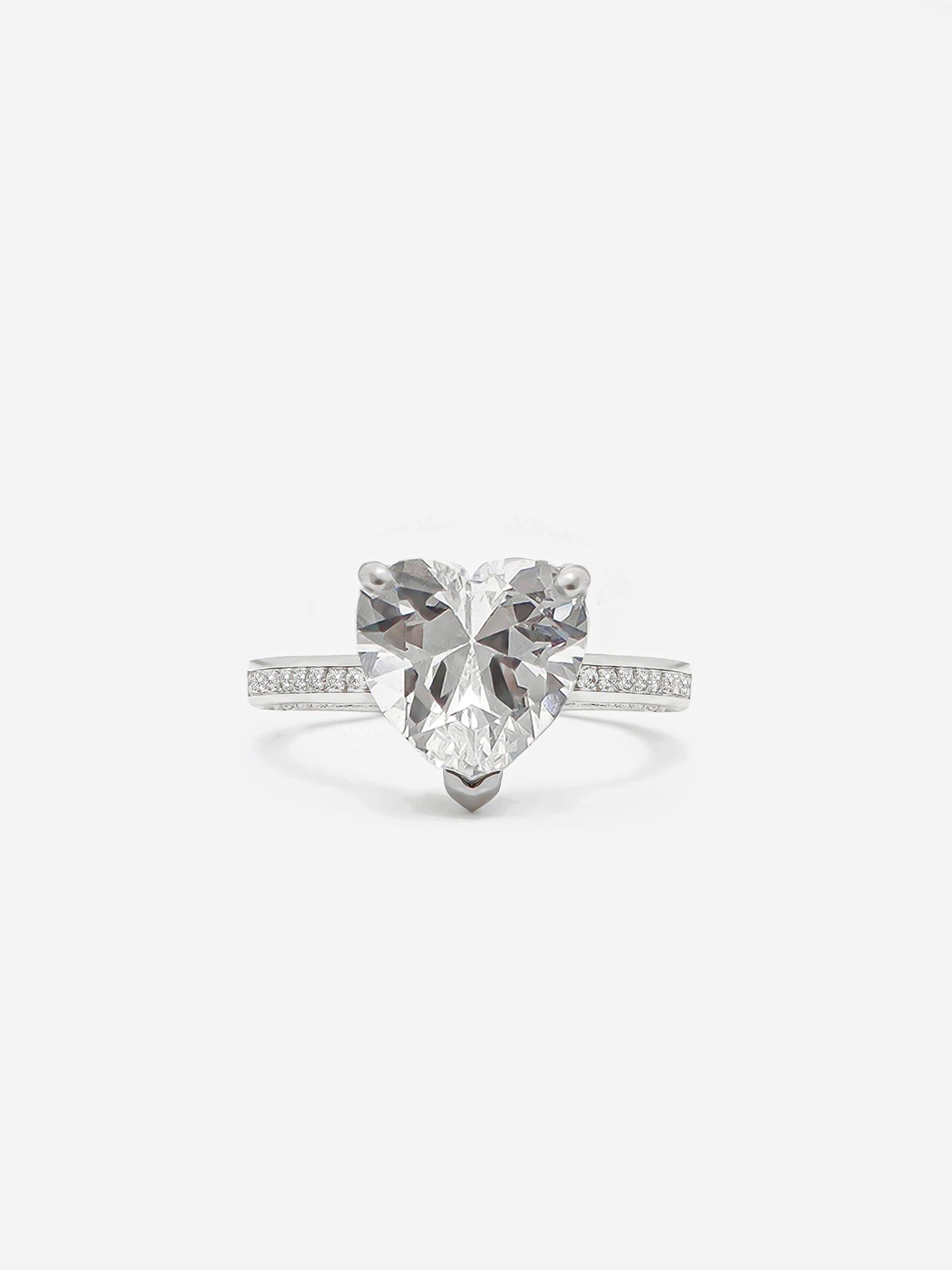 Silver Promise Ring With Large Heart Stone