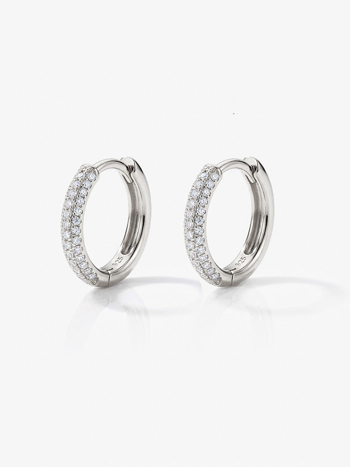 Small Hoop Earrings with Sparkling Pave Stones