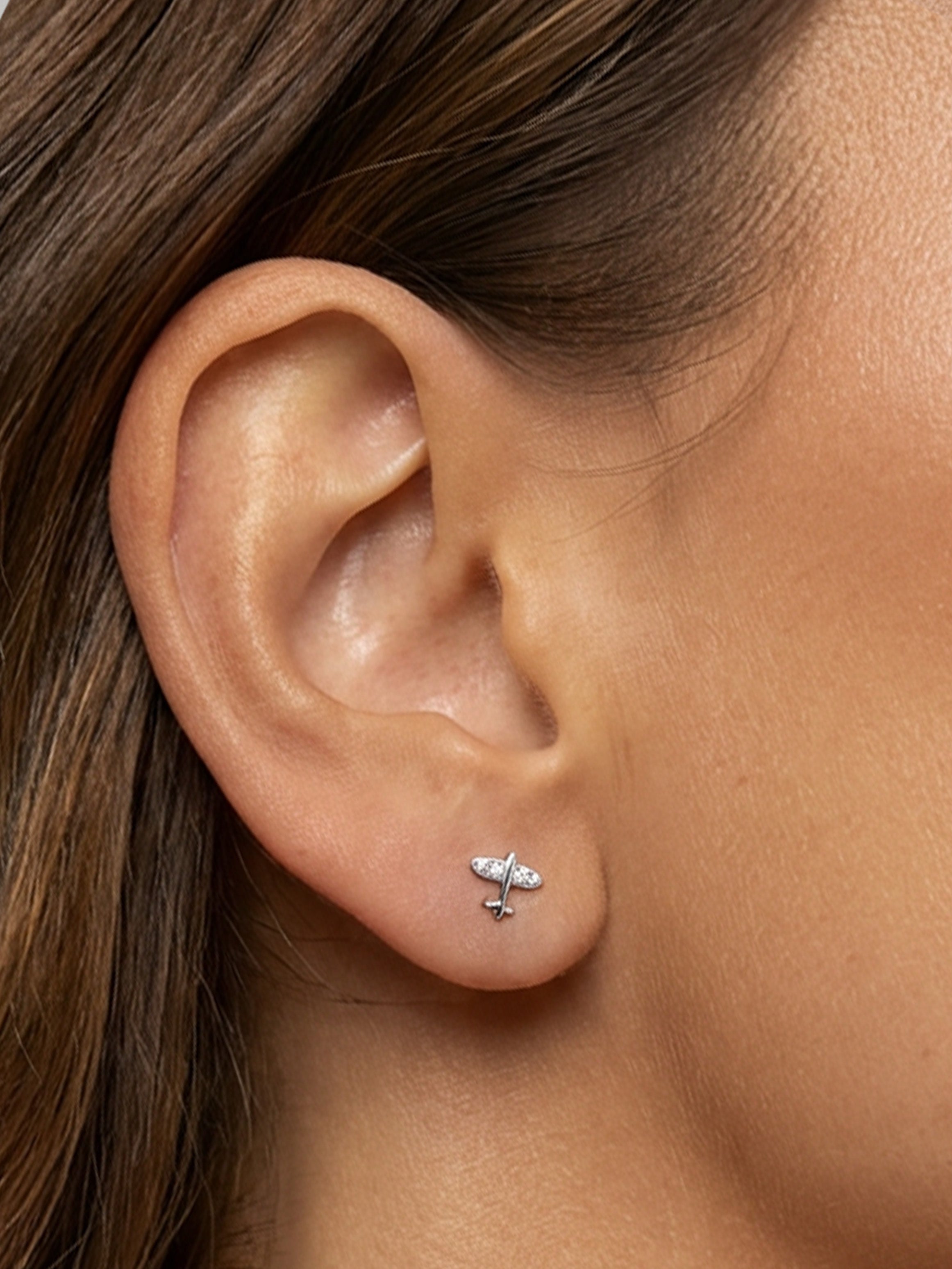 Tiny Airplane Stud Earrings