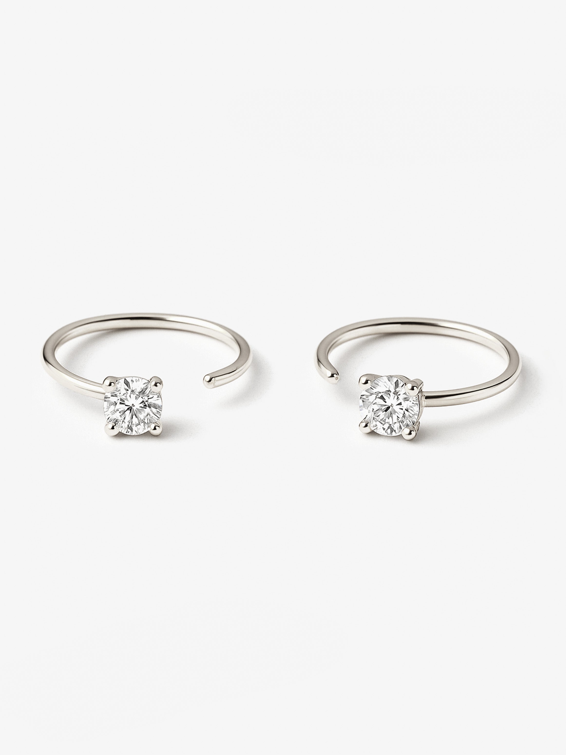 Dainty Threader Hoop Earrings With Cubic Zirconia Stone