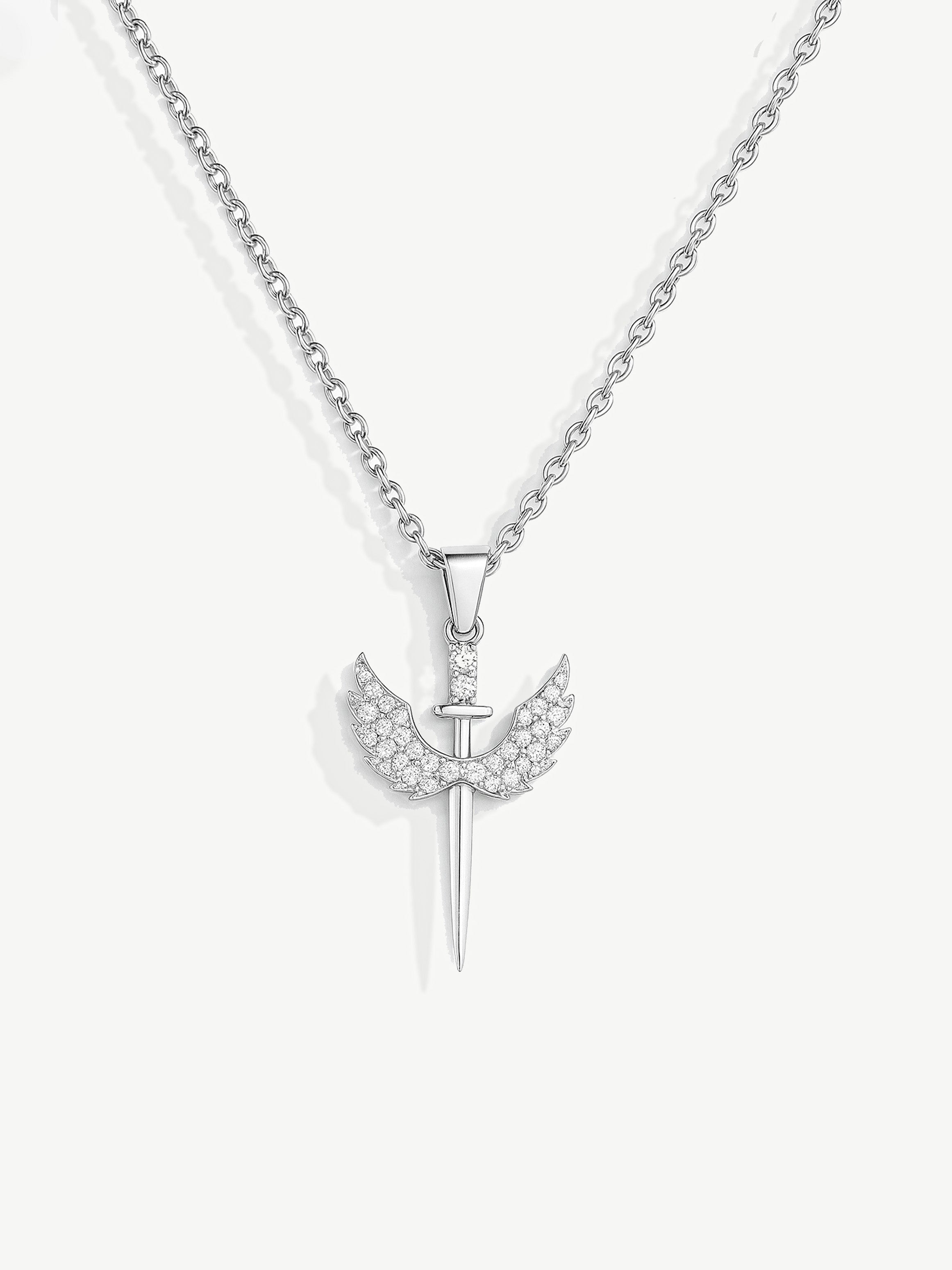 Sparkling Sword With Wings Necklace