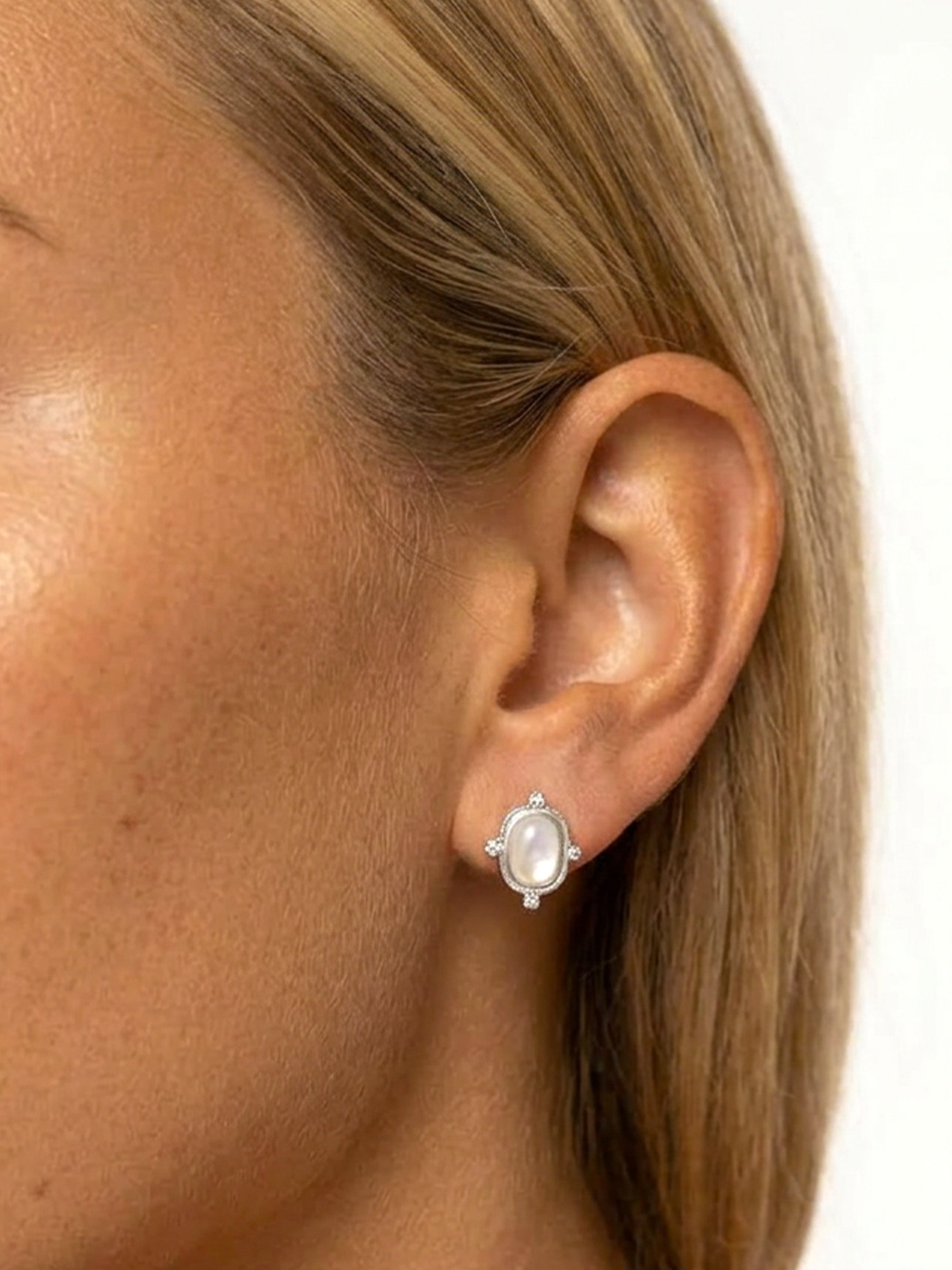 White Heirloom Stud Earrings
