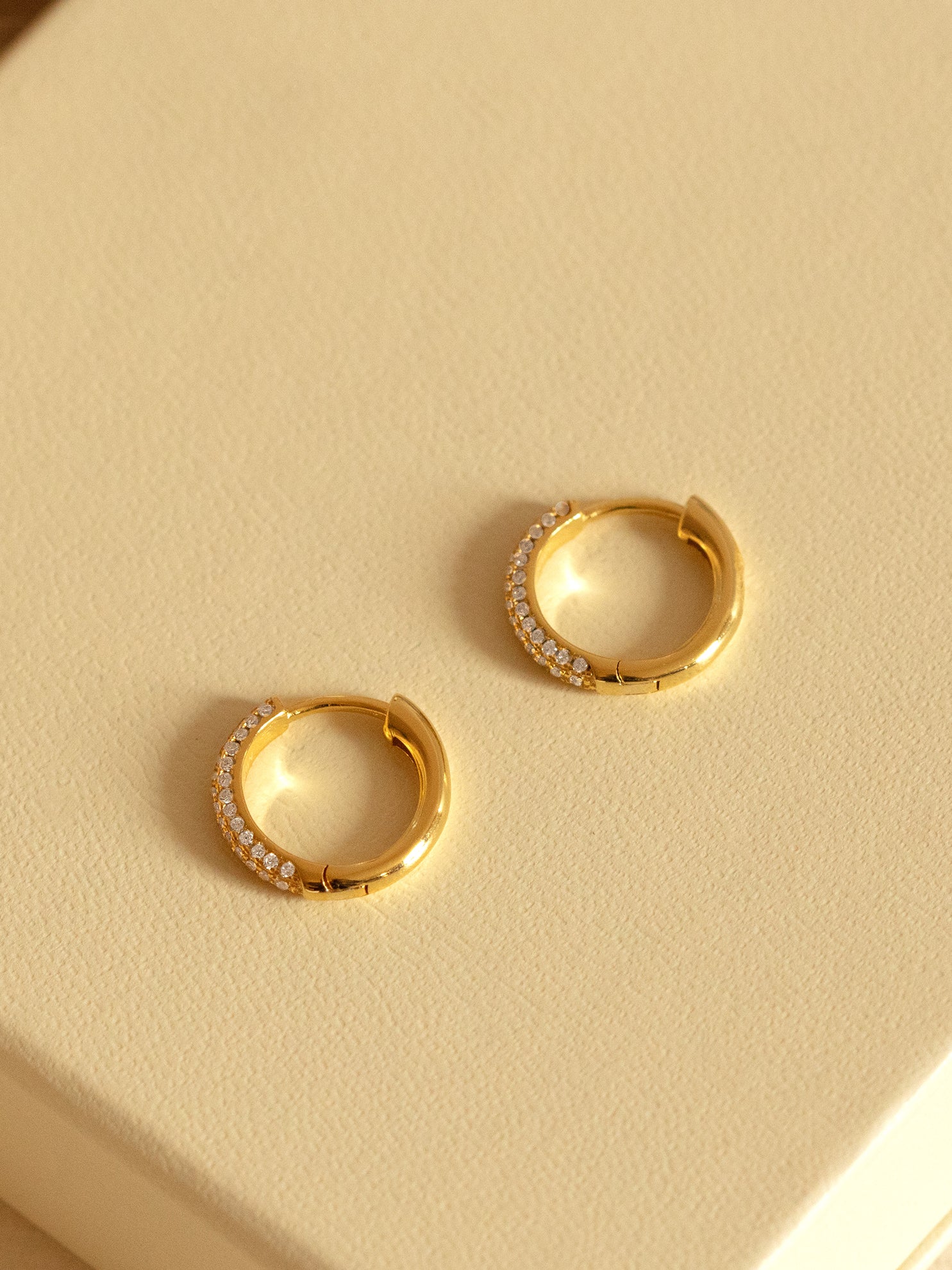 Gold Hoop Earrings With Sparkling Pave Stones