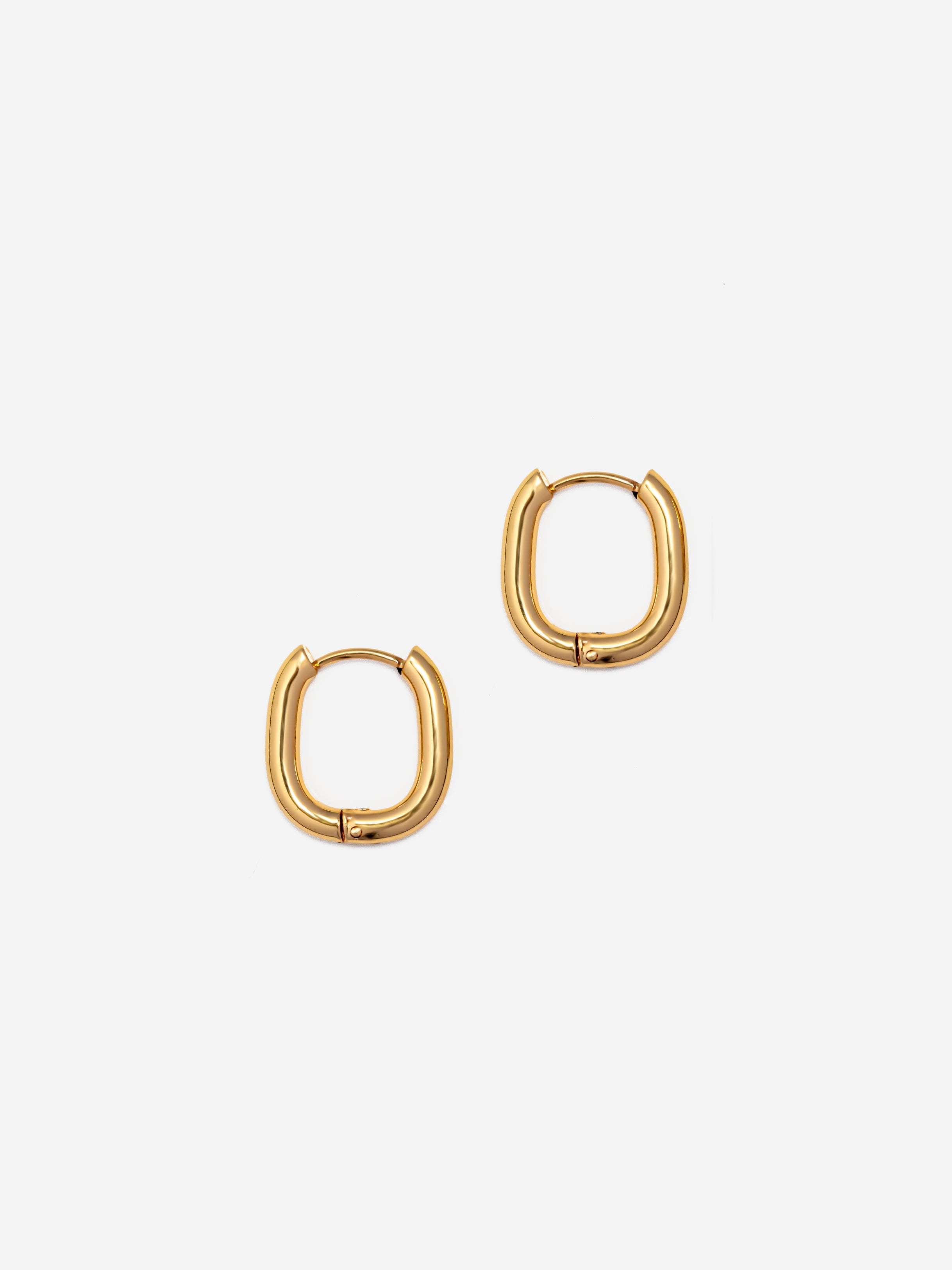 Solid Small Oval Huggie Hoop Earrings