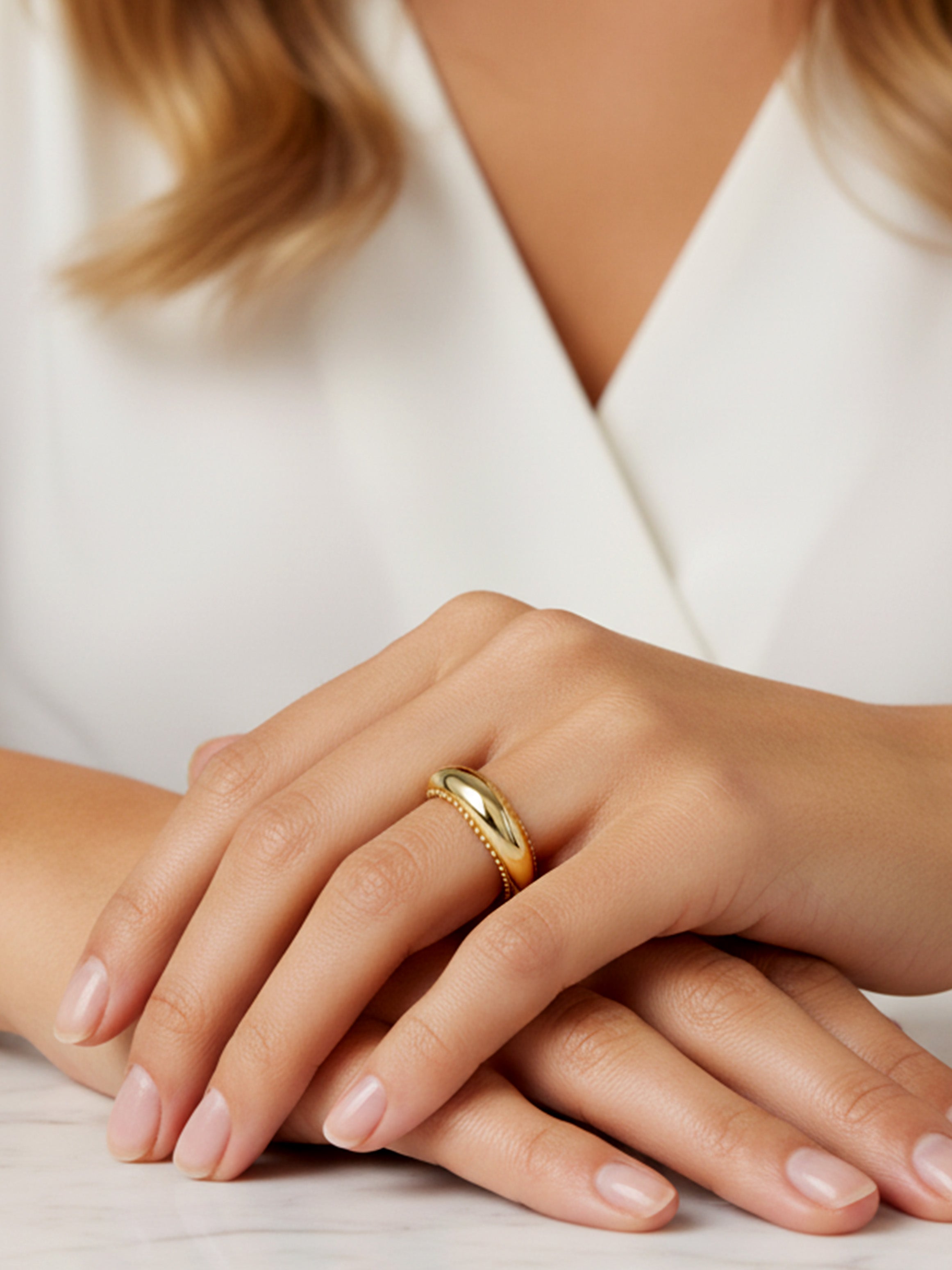 Gold Curved Dome Ring - Sphere