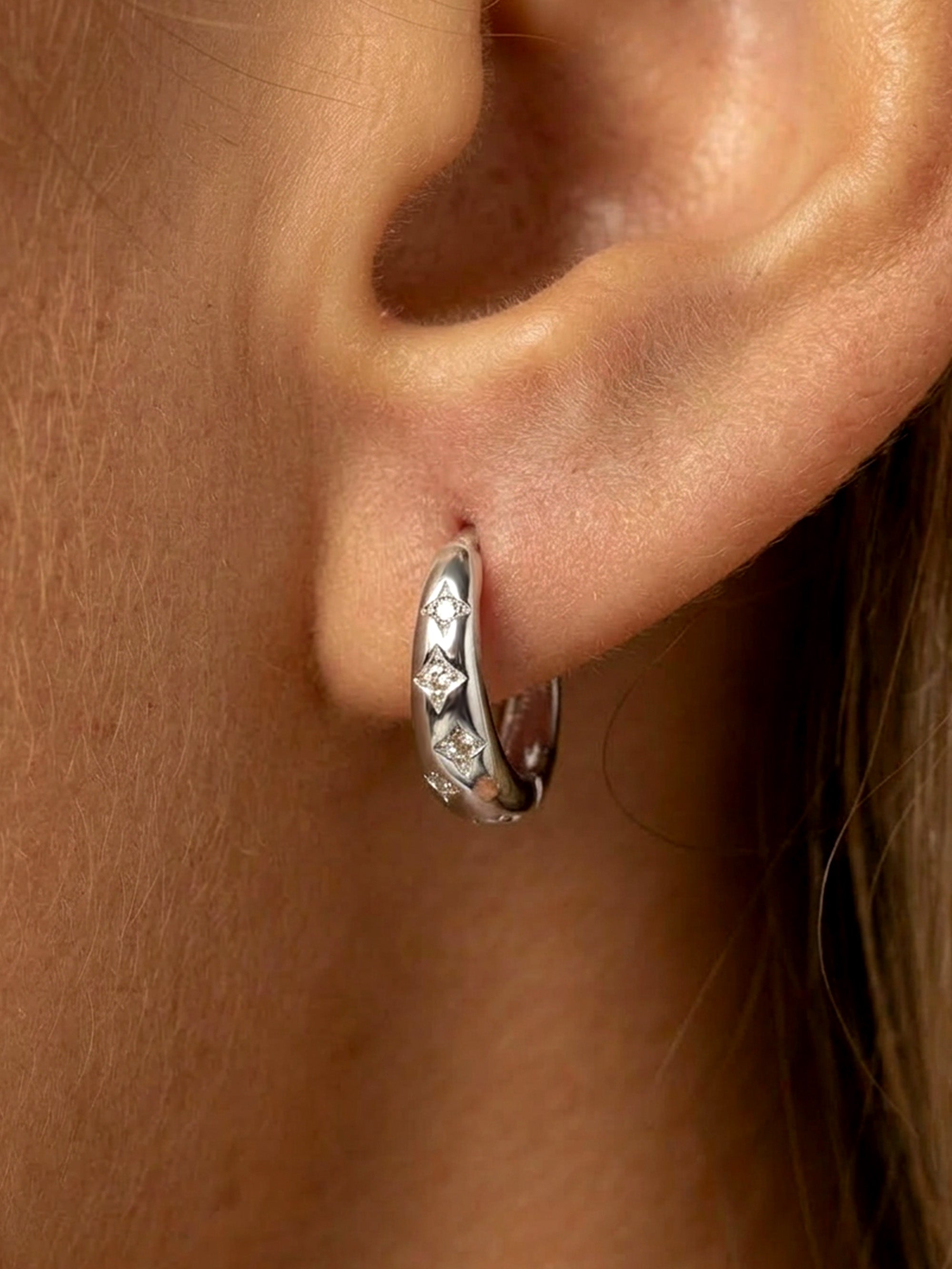 Starburst Huggie Hoop Earrings