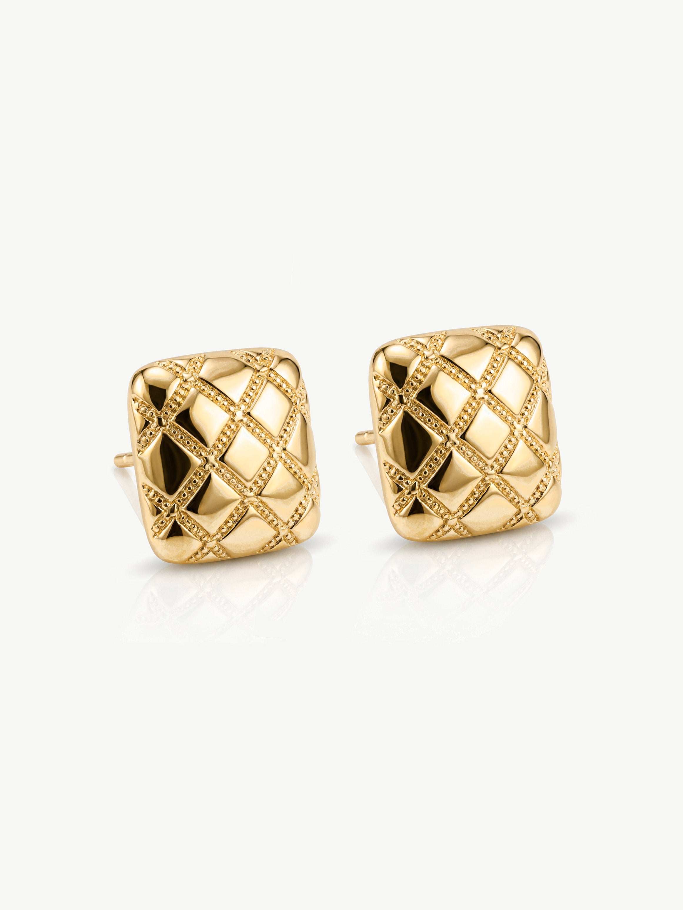 Quilted Statement Stud Earrings