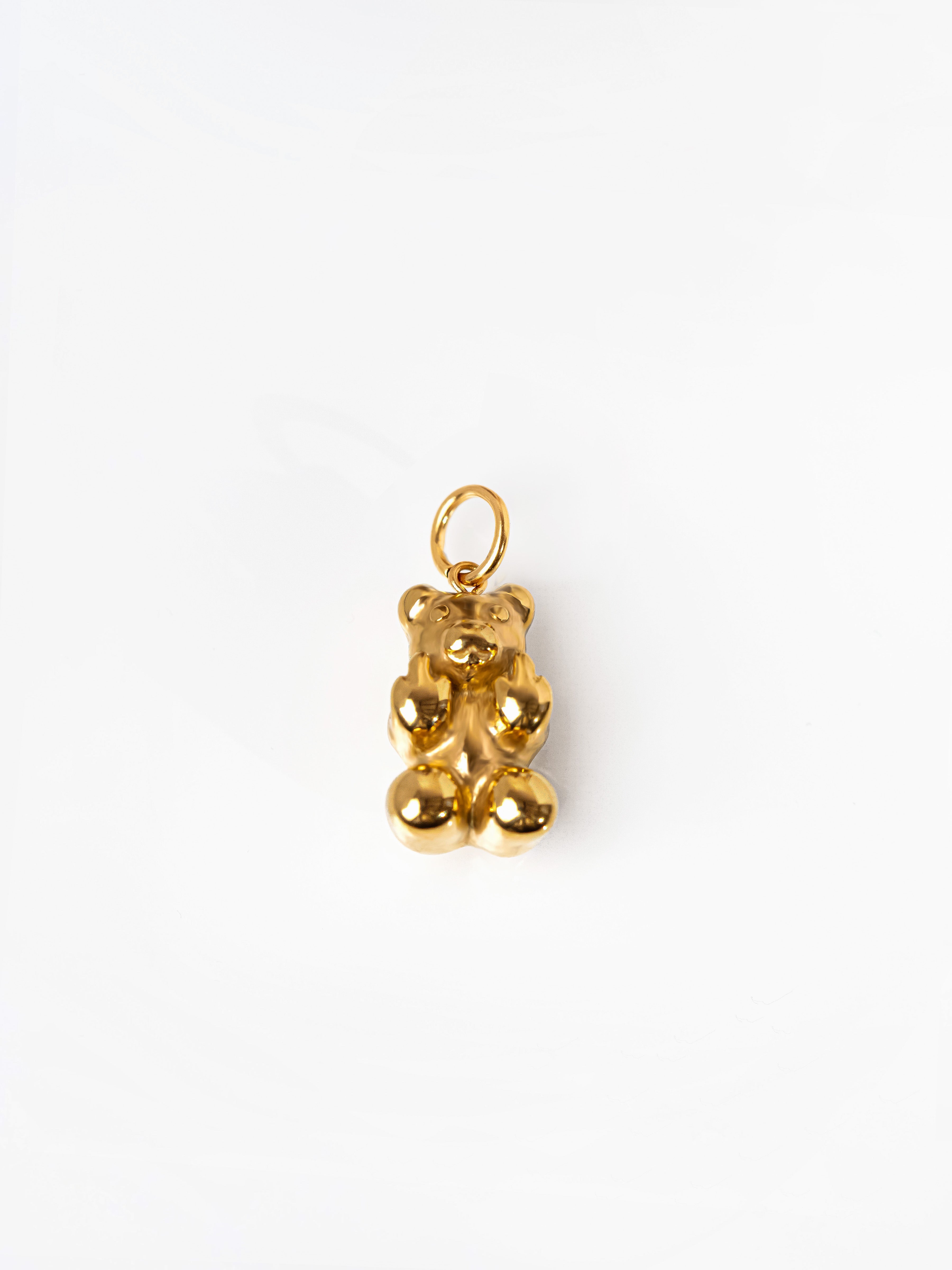 Gold Swear Bear Pendant / Charm With Middle Fingers