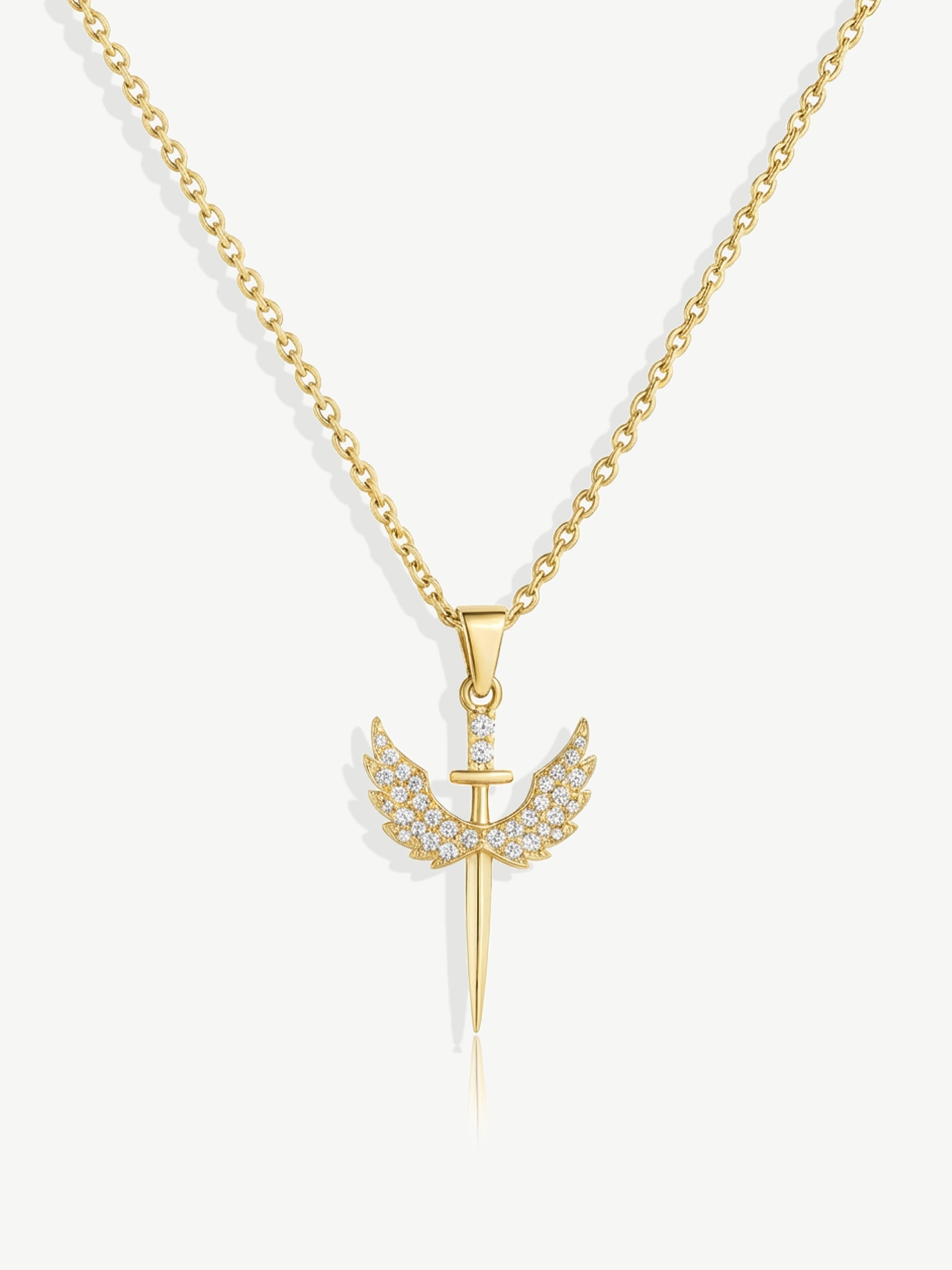 Sparkling Sword With Wings Necklace