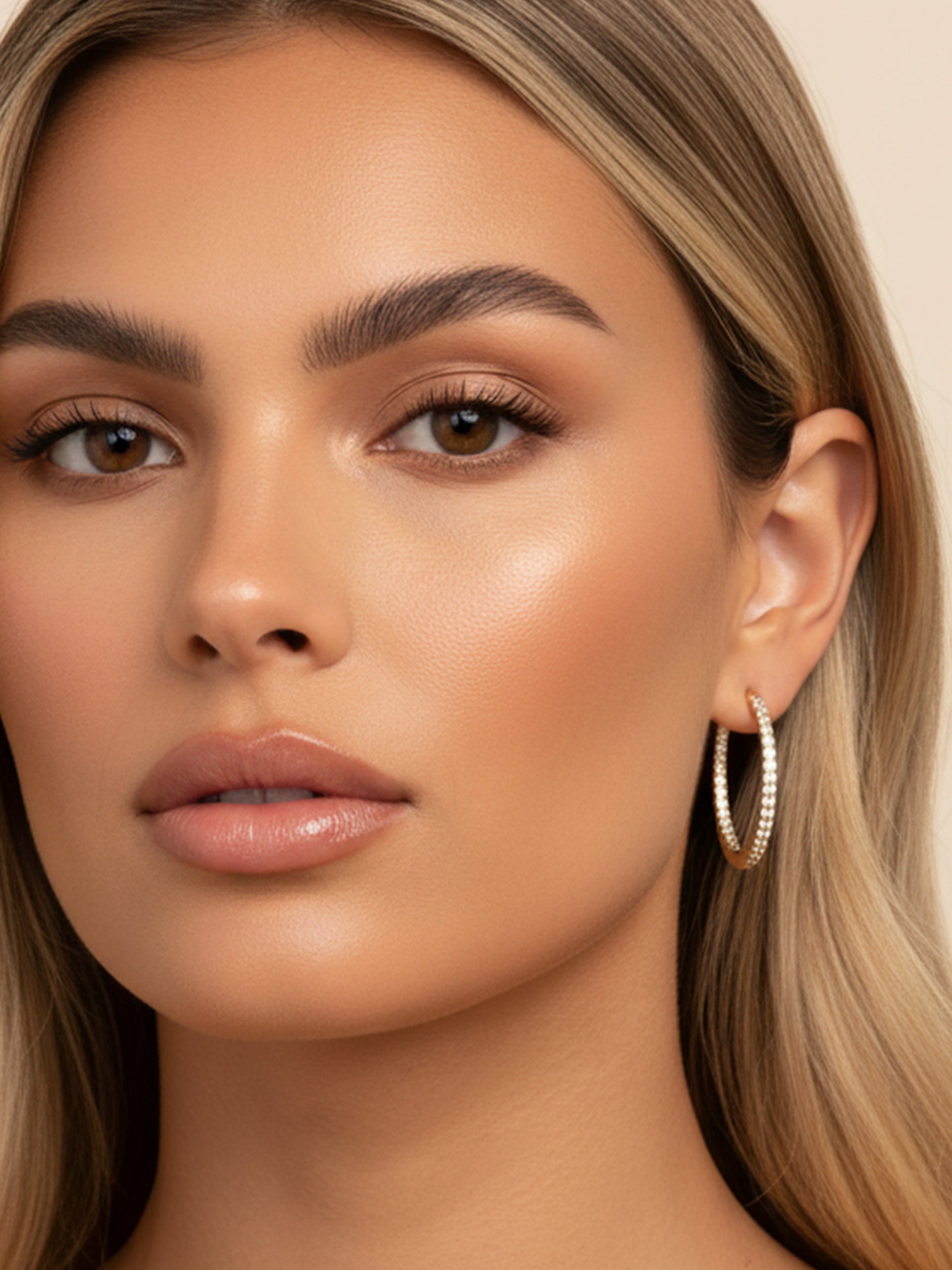 Big Pave Tennis Hoop Earrings With Sparkling Stones