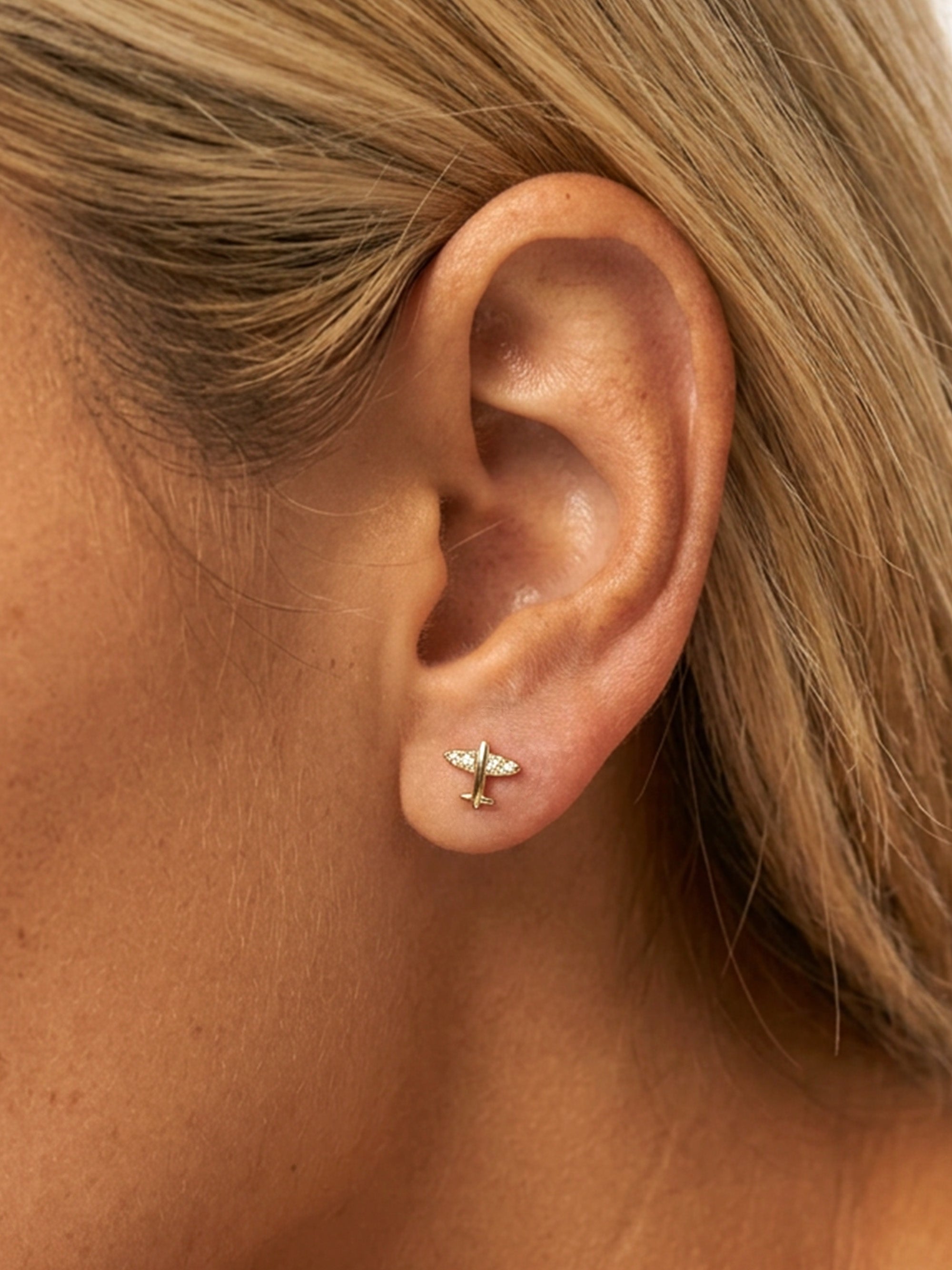 Tiny Airplane Stud Earrings