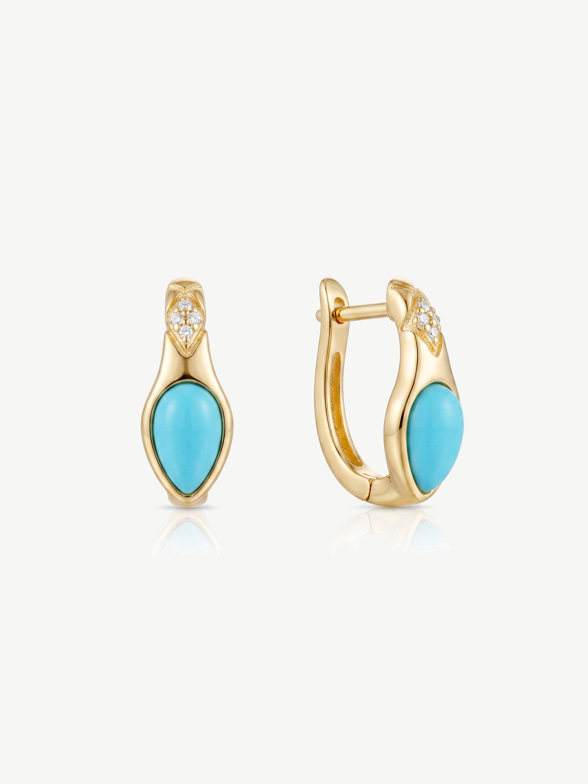 Marquise Turquoise Huggie Hoop Earrings