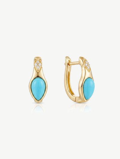 Marquise Turquoise Huggie Hoop Earrings