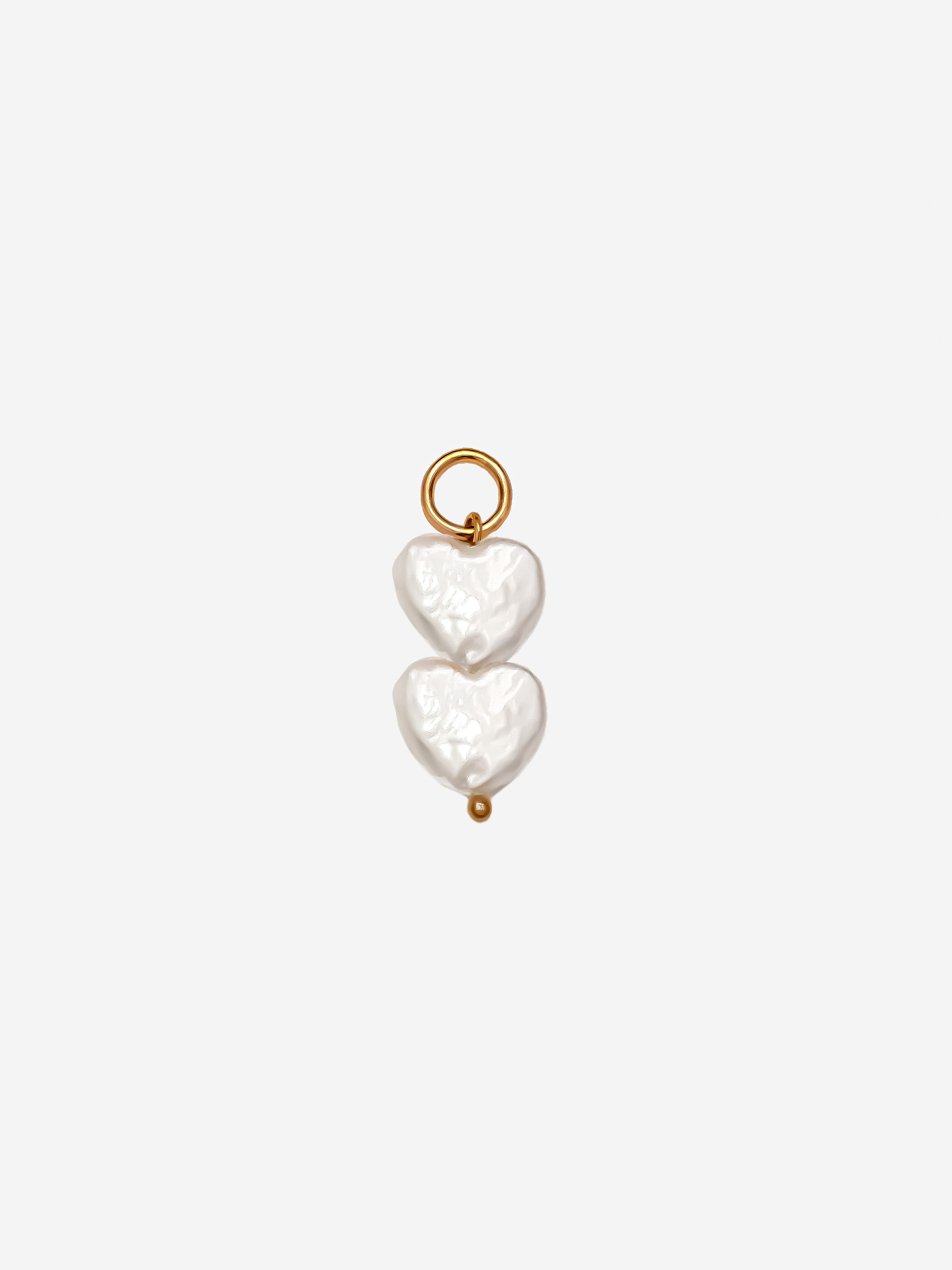 Two Pearl Hearts Charm (Big)