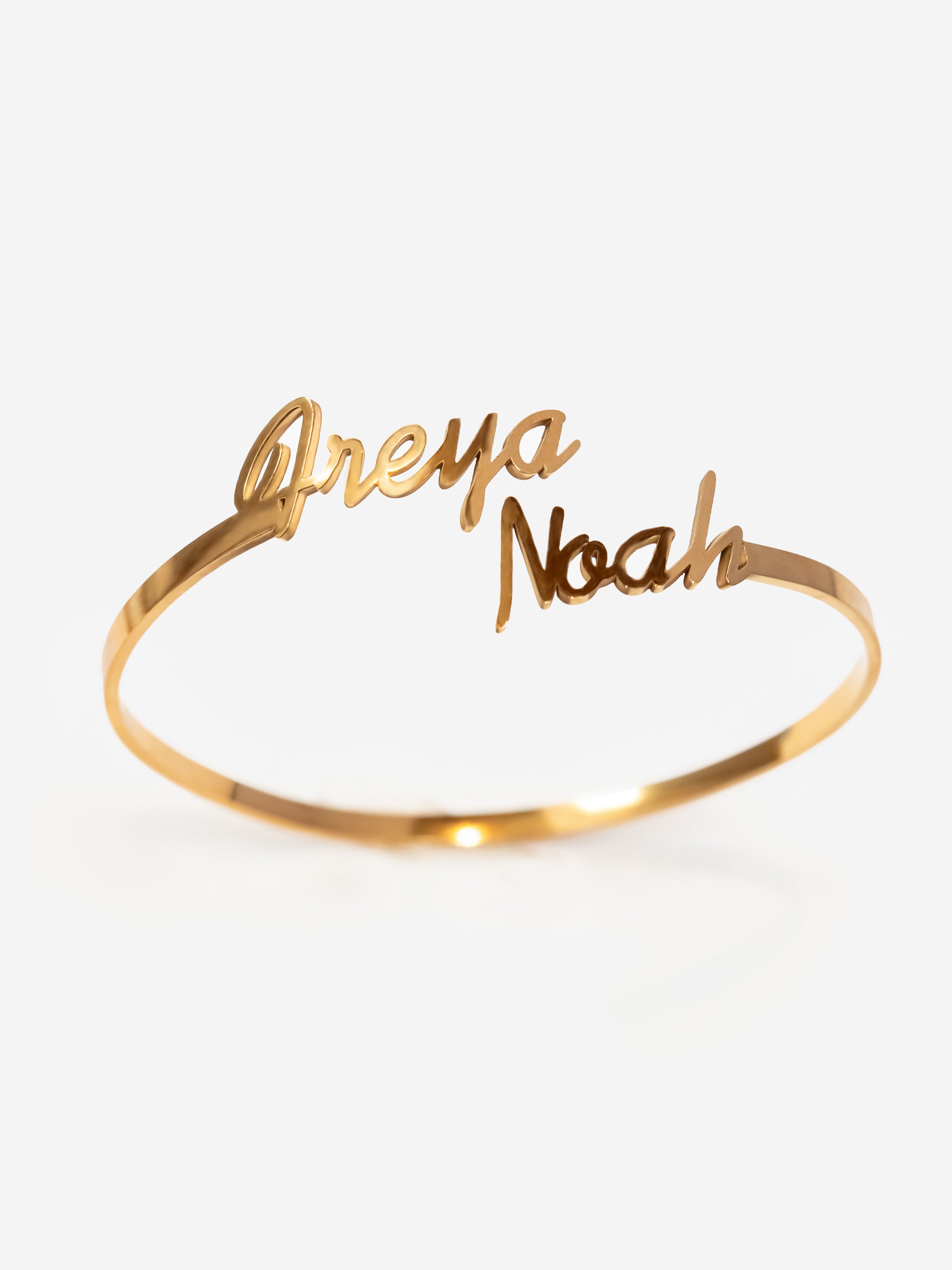 Adjustable Double Name Cuff Bracelet - Cursive Font