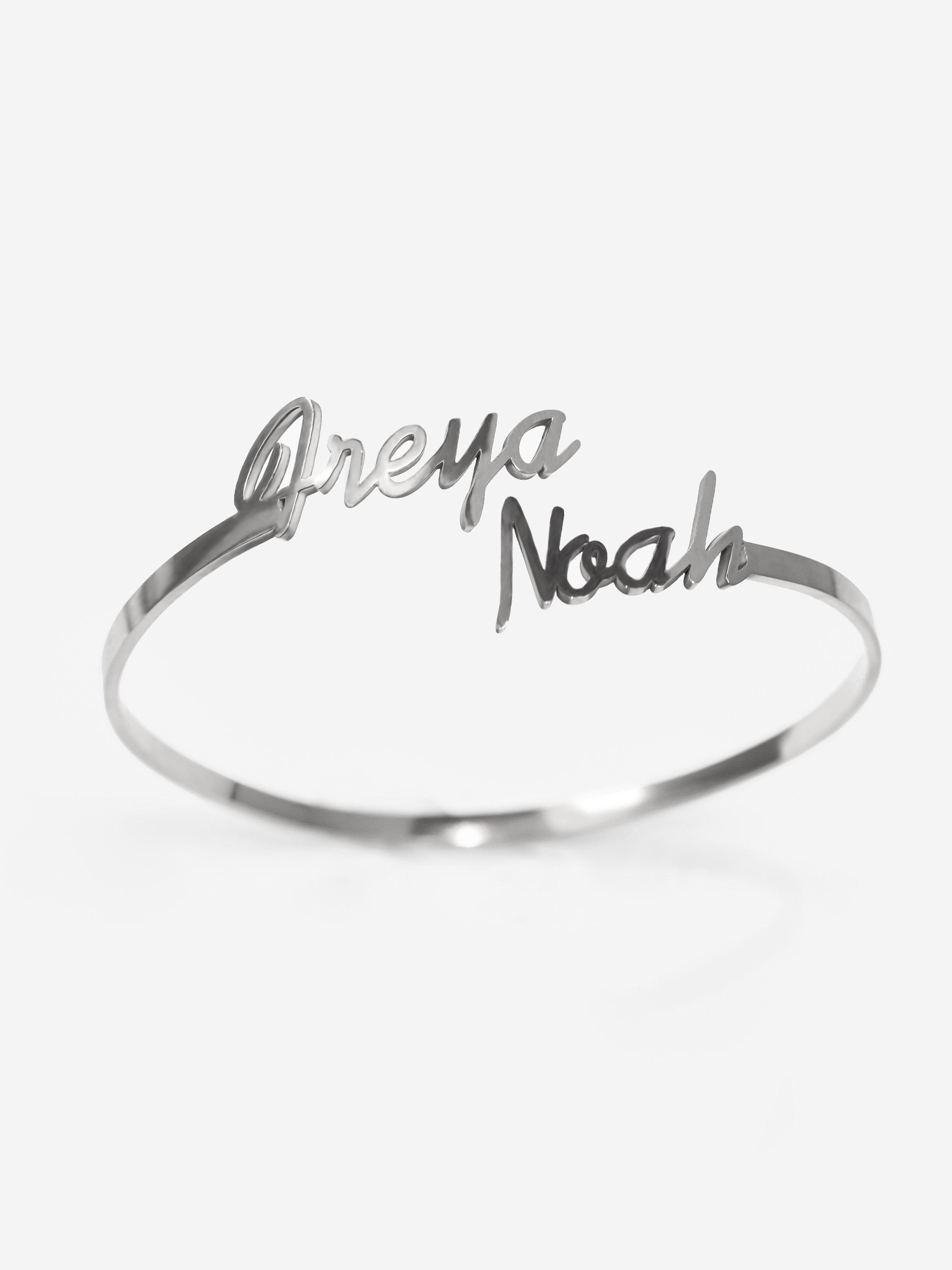 Adjustable Double Name Cuff Bracelet - Cursive Font