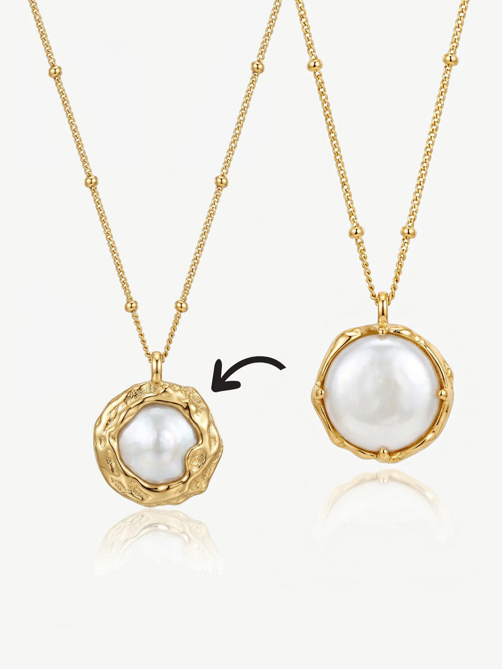 Reversible Baroque Pearl Necklace With Bobble Chain