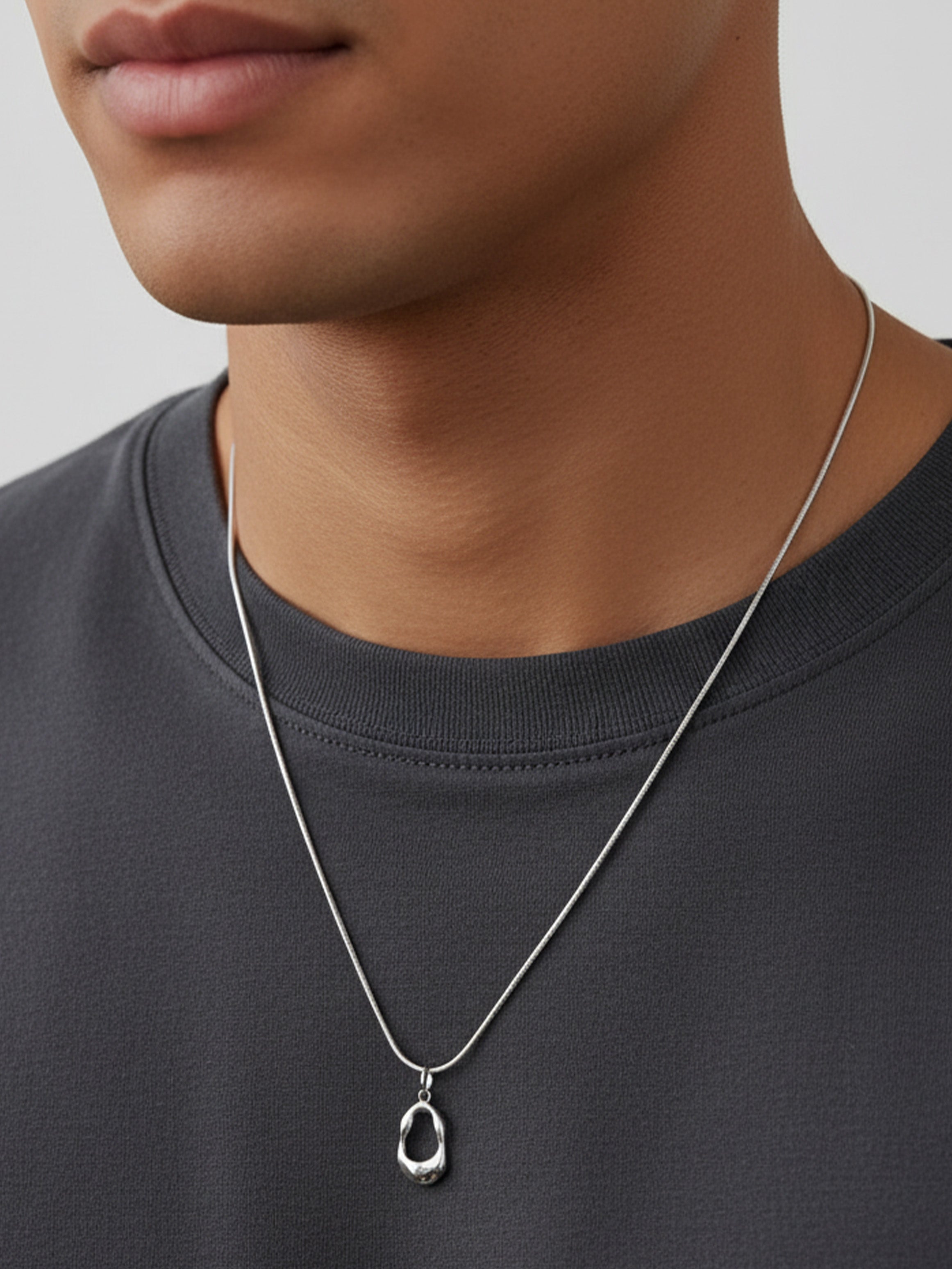 Men's Melted Ring Pendant Necklace